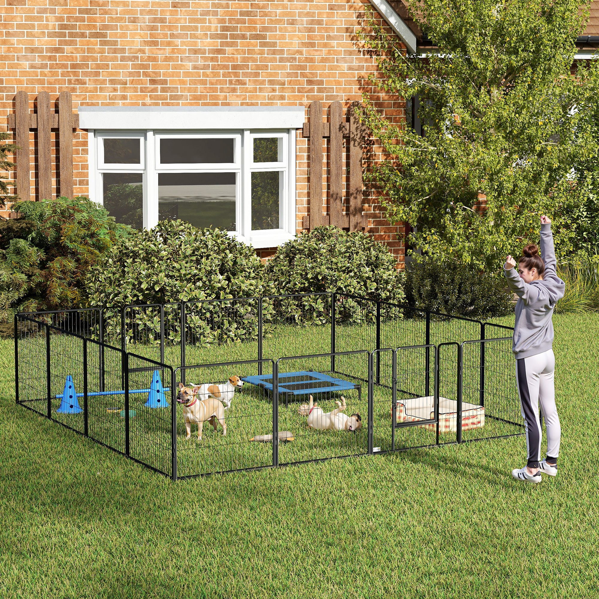 pawhut-parc-pour-chien-16-panneaux-modulable-80-cm-de-haut image 4