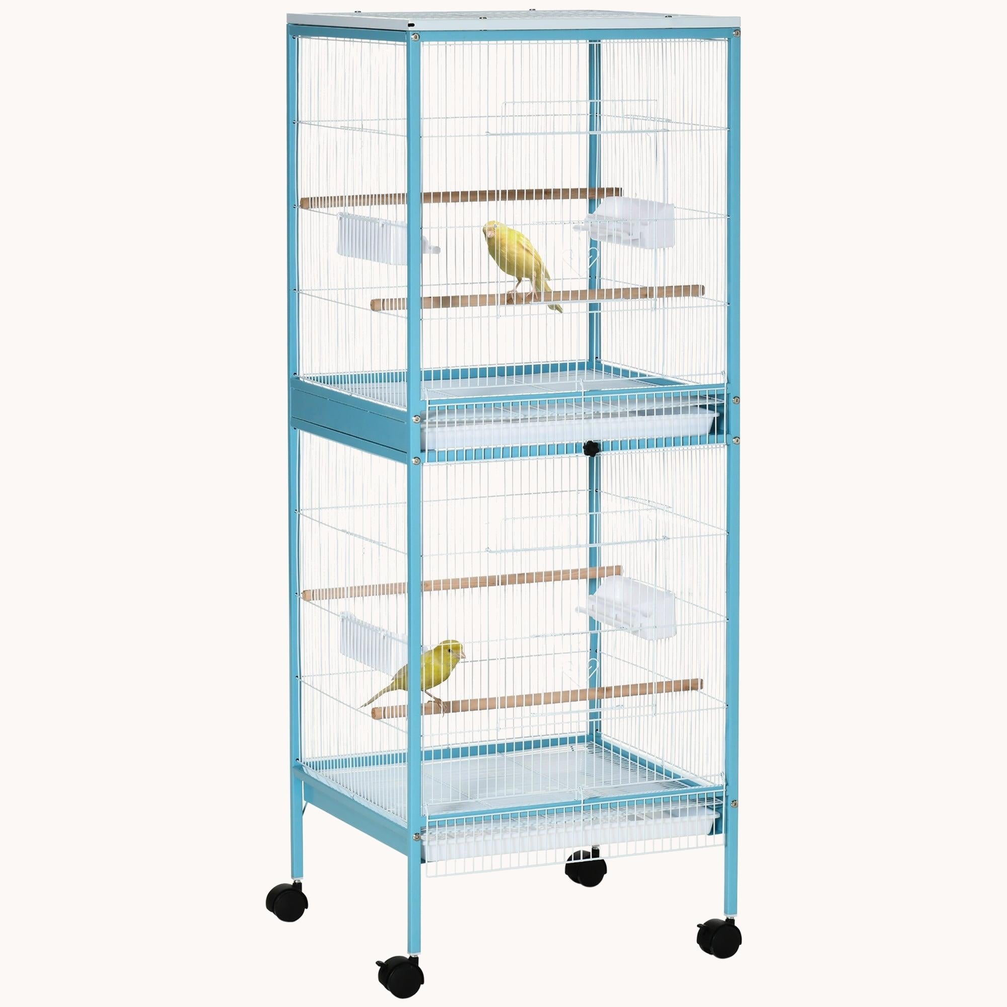 pawhut-grande-cage-oiseaux-55-bleu-clair-voli-re-canari-pinson-conure image 2