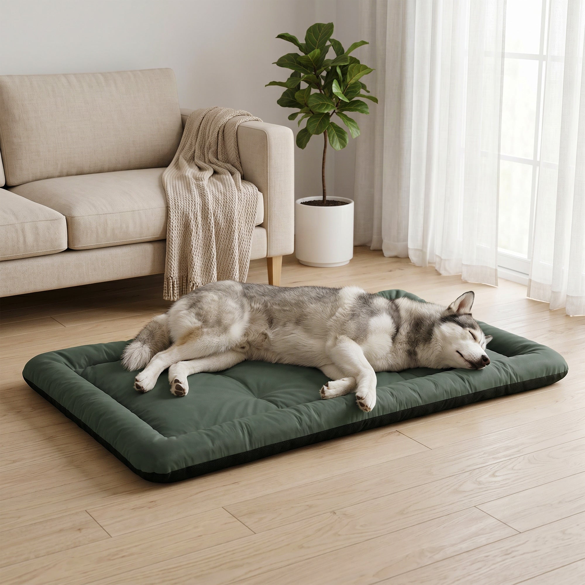 pawhut-matelas-pliable-imperm-able-pour-chien-130-x-85-x-7-cm-vert image 4