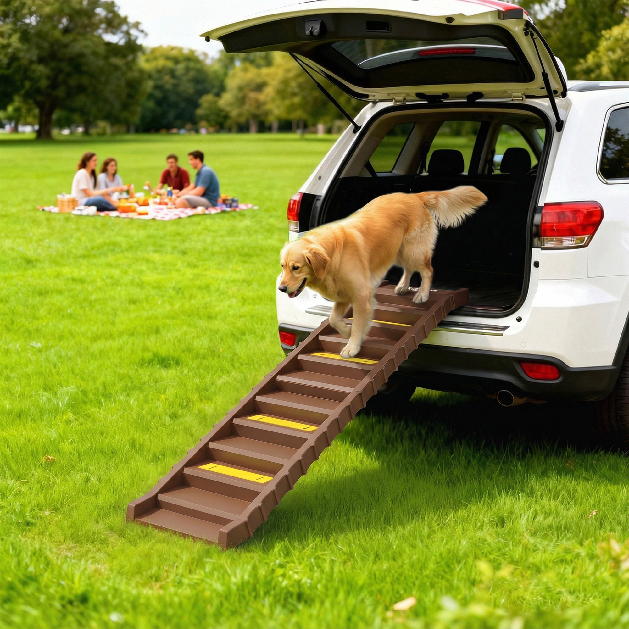 pawhut-escalier-chien-pliable-voiture-suv-10-marches-68-kg-marron image 4