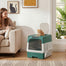 pawhut-bac-liti-re-pour-chat-ferm-avec-tiroir-et-sortie-par-le-dessus-turquoise image 2