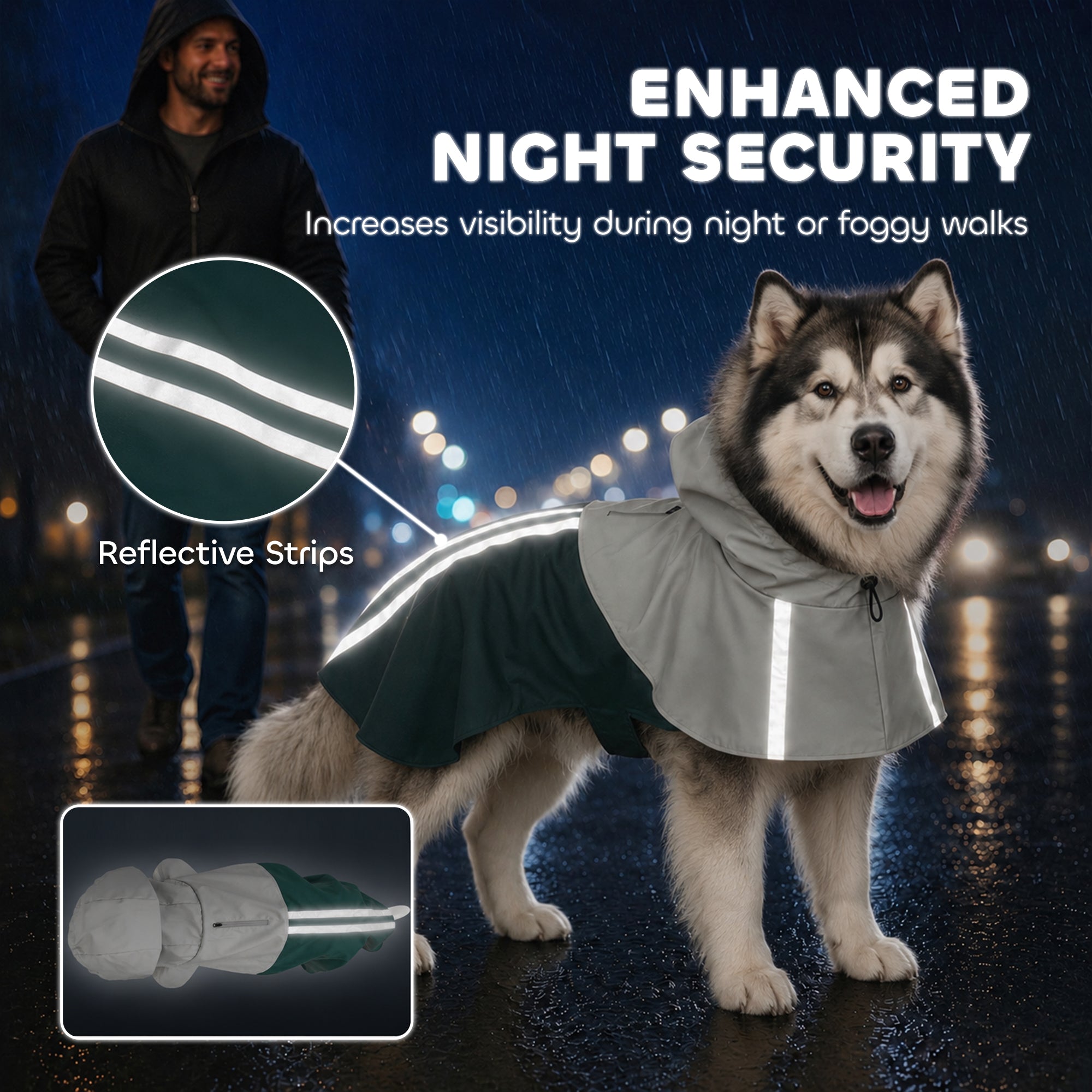 pawhut-manteau-de-pluie-pour-chien-avec-capuche-bandes-r-fl-chissantes-et-ouvert image 7