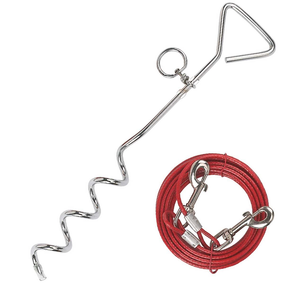 kerbl-laisse-d-attache-pour-chien-avec-ancrage-spirale-6-m-rouge-jusqu-30-kg image 1