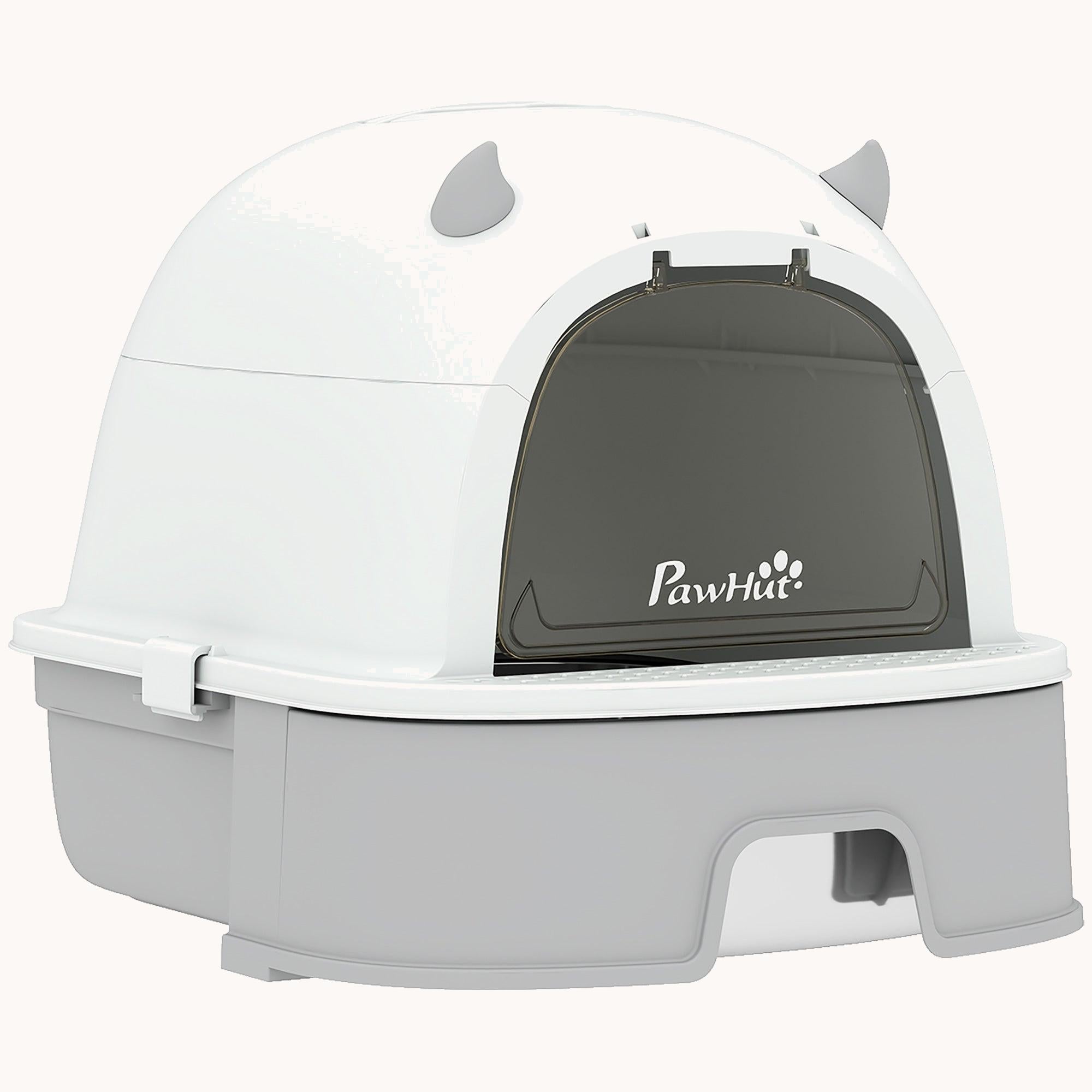 pawhut-bac-liti-re-pour-chat-inox-avec-capot-gris-tiroir-et-filtre-charbon image 2