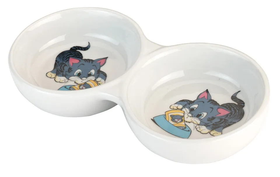 kerbl-double-gamelle-en-c-ramique-pour-chats-avec-motif image 1