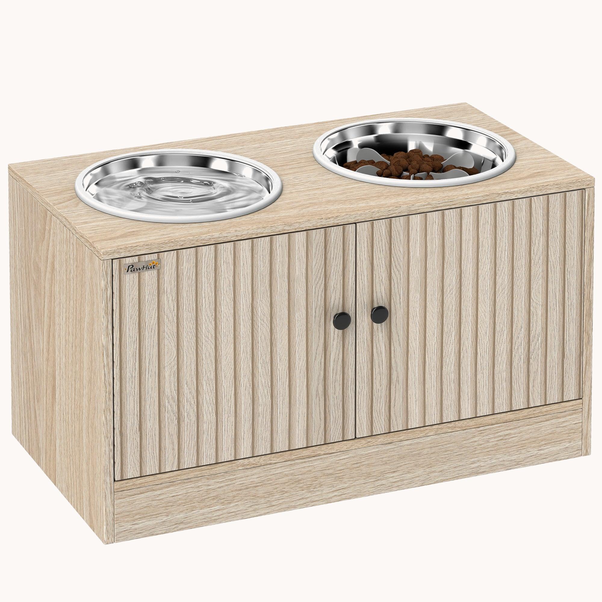 pawhut-gamelle-sur-lev-e-pour-grand-chien-avec-meuble-rangement-2-bols-inox-rale image 1
