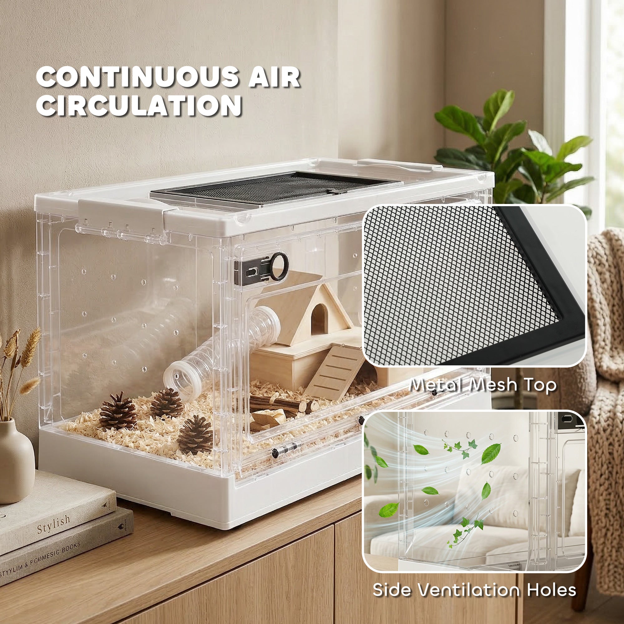 pawhut-cage-hamster-22-empilable-avec-grande-porte-frontale-et-ventilation-blanc image 7