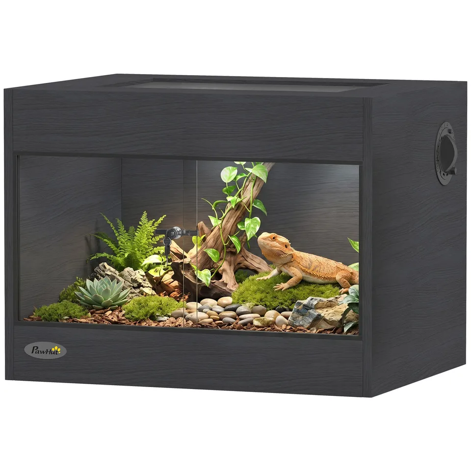 pawhut-terrarium-pour-reptiles-60-x-45-x-45-cm-noir-avec-portes-vitr-es-coulissa image 1