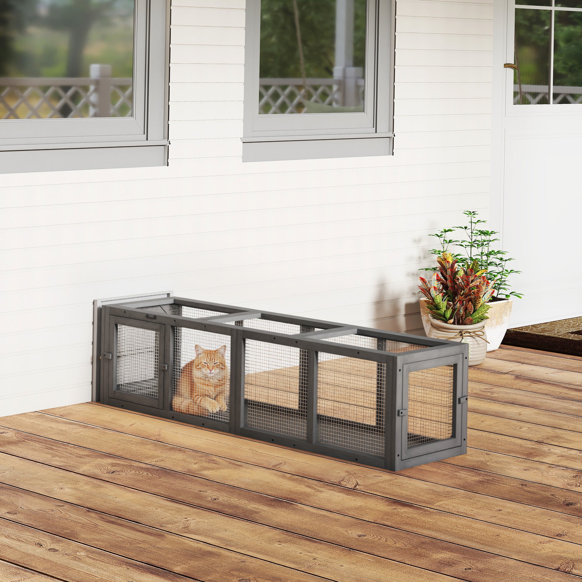 pawhut-tunnel-ext-rieur-pour-chat-59-pouces-modulaire-connecter-enclos-de-jeu image 4