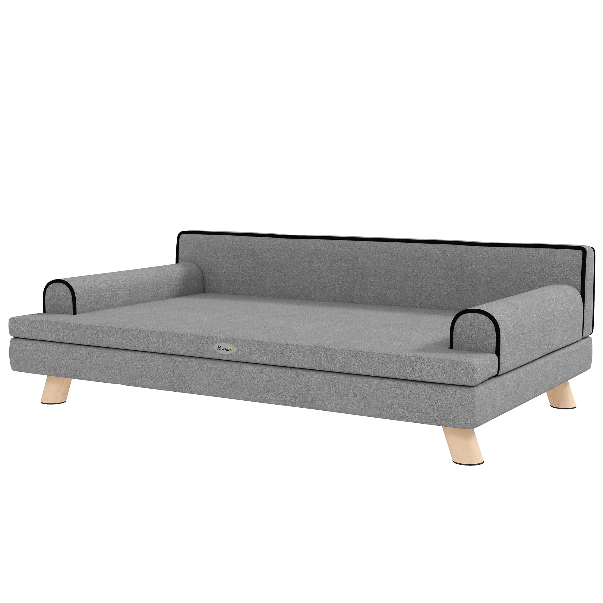 pawhut-canap-sur-lev-avec-coussin-amovible-pour-chiens-moyens-grands-gris-clair image 2