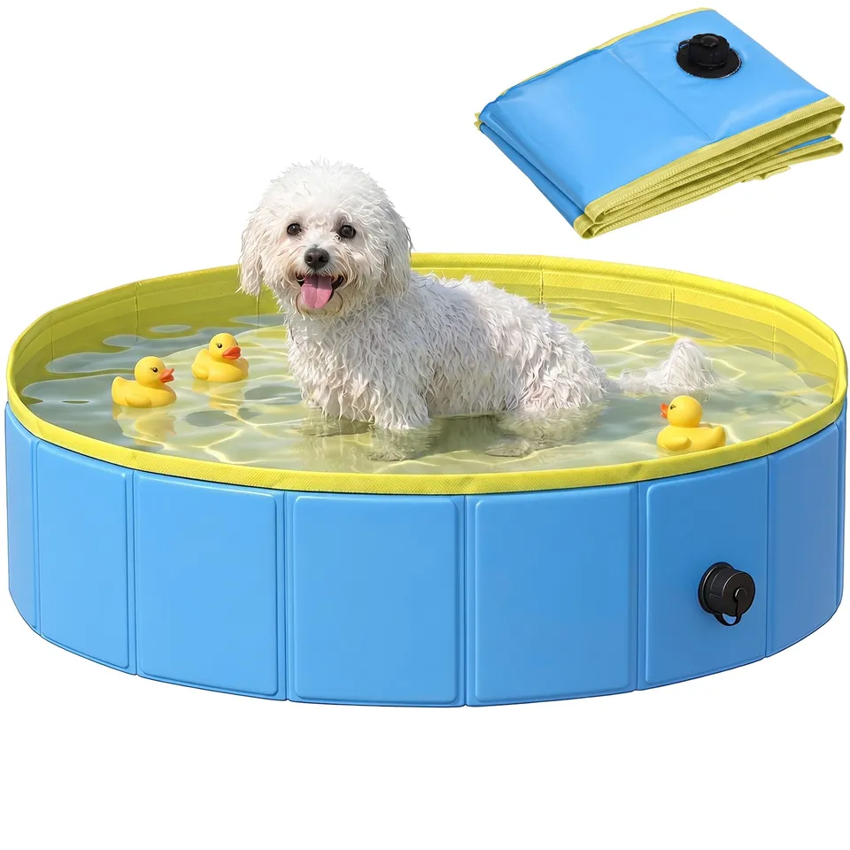 pawhut-piscine-chien-pliable-80-x-20-cm-pvc-antid-rapant-bleu-et-jaune image 1