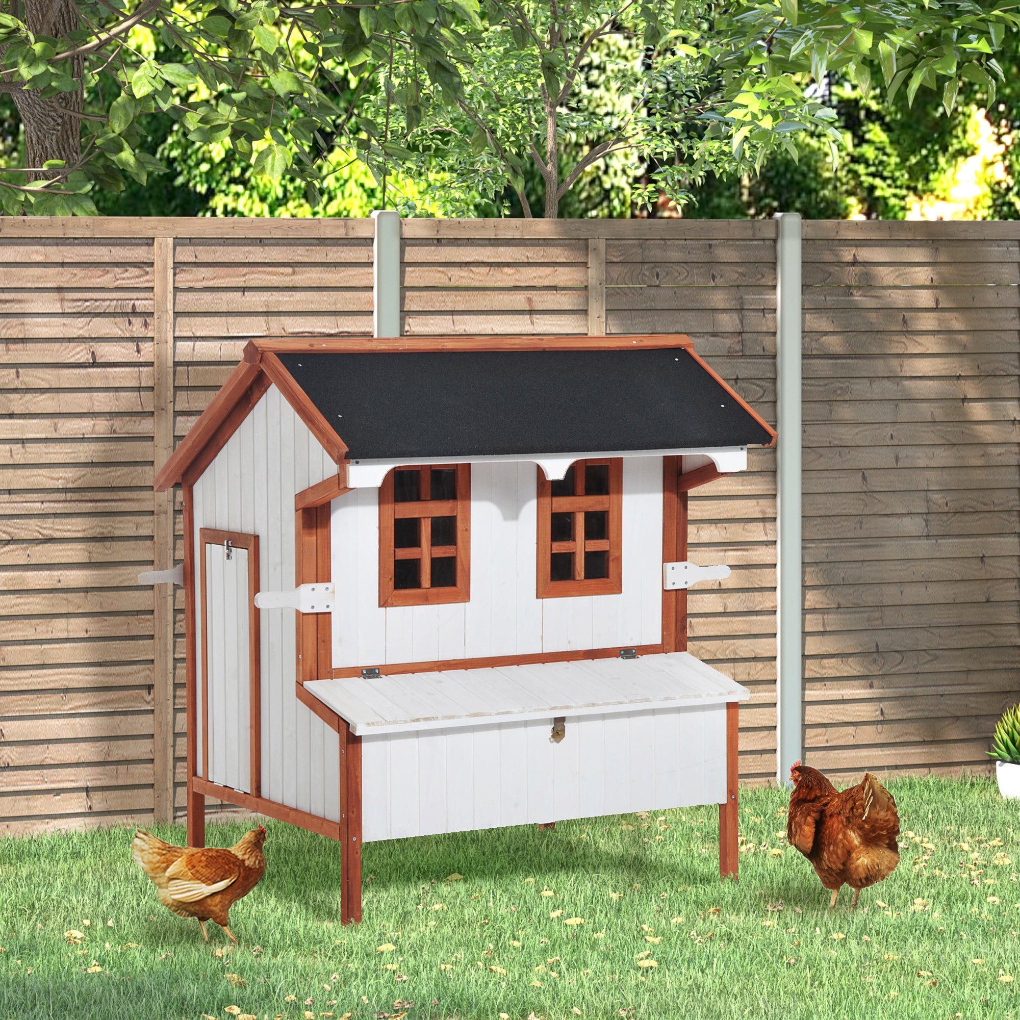 pawhut-poulailler-compact-119-cm-sur-lev-avec-pondoir-pour-3-5-poules image 4