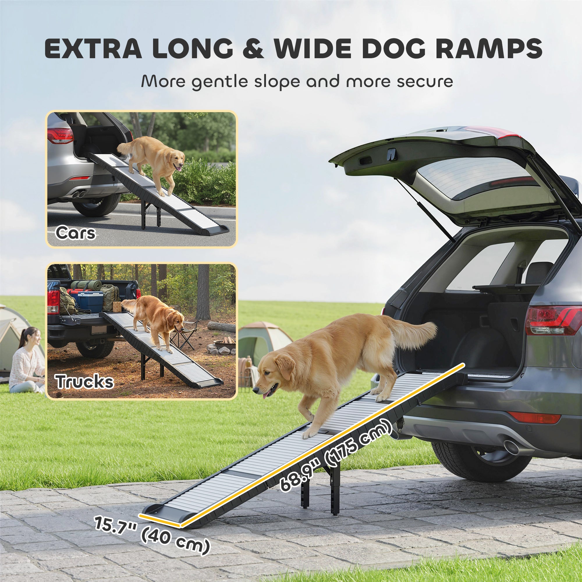 pawhut-rampe-de-voiture-pliable-pour-chien-antid-rapante-blanche image 6