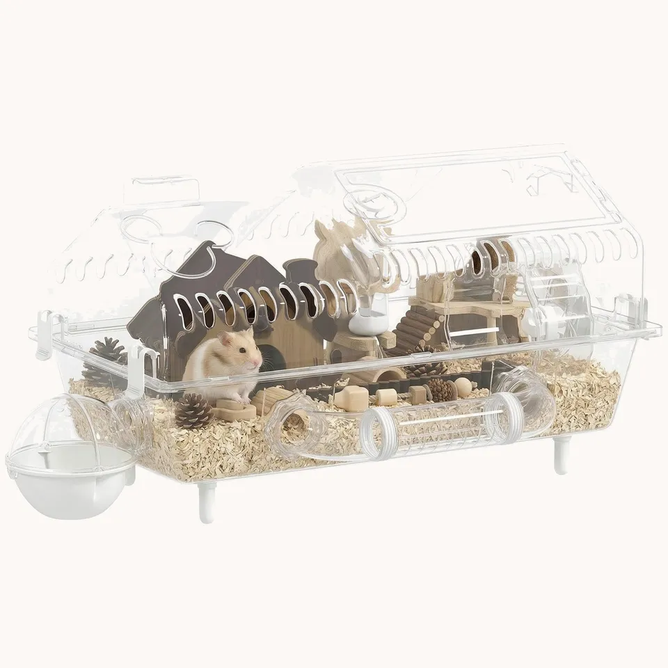 pawhut-cage-hamster-nain-8-en-1-avec-roue-et-accessoires-54-6-cm image 1
