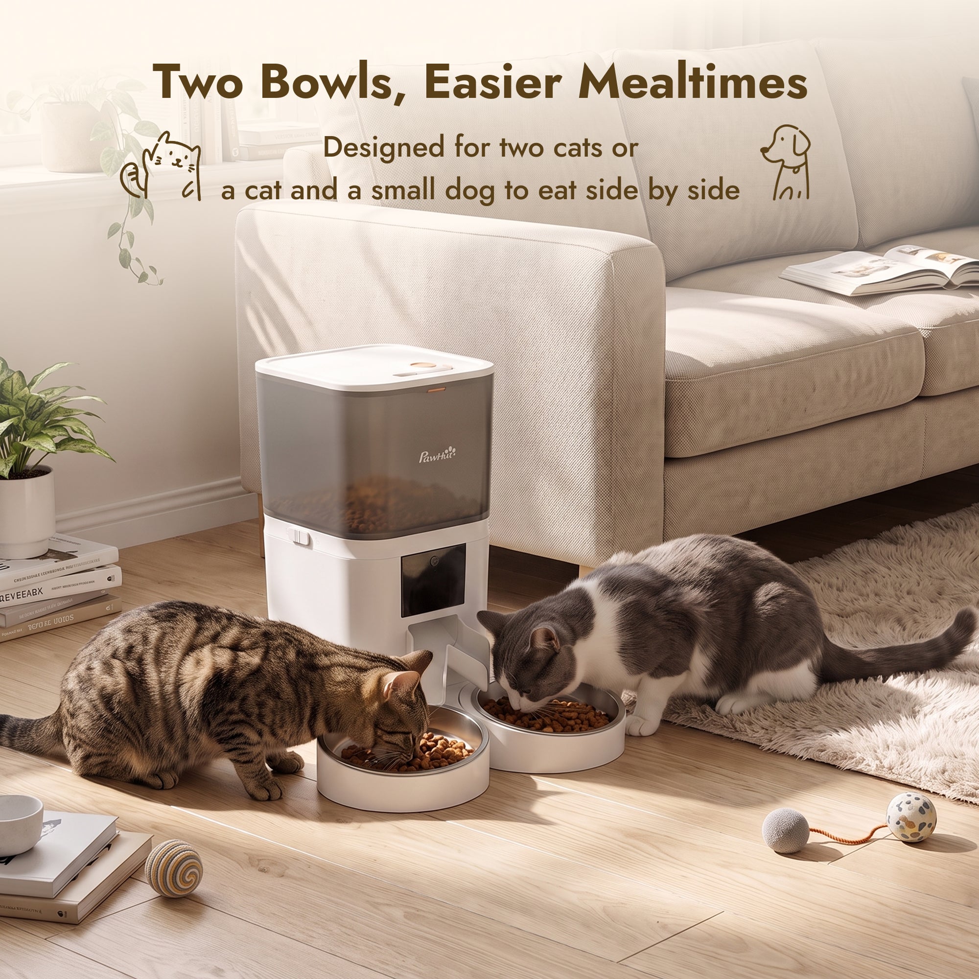 pawhut-distributeur-croquettes-chat-automatique-6l-connect-avec-double-bol image 7