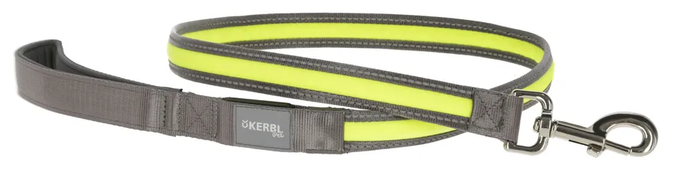 kerbl-pet-laisse-lumineuse-light-reflex-gris-jaune-fluo-120-cm-25-mm image 1