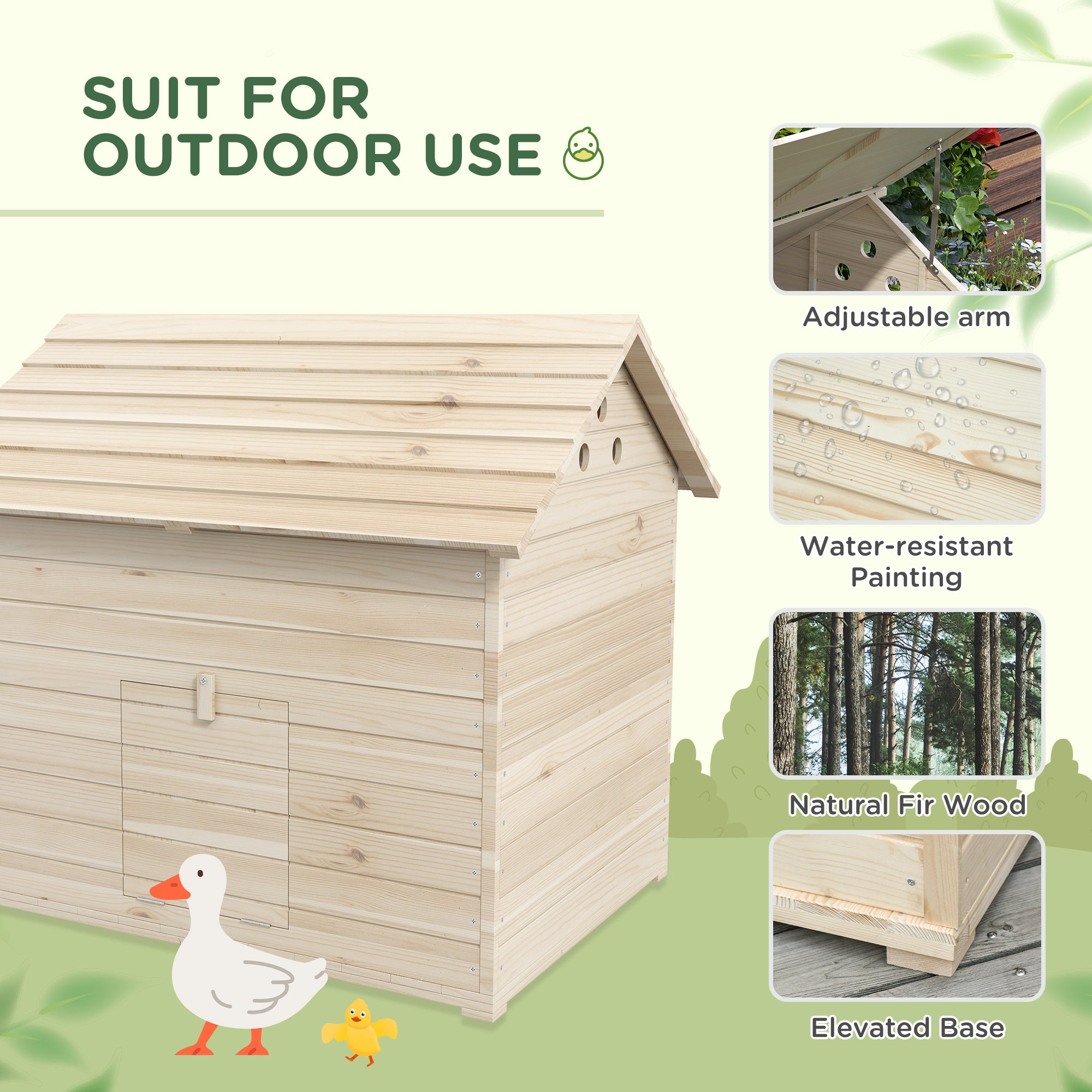 pawhut-maison-en-bois-sur-lev-e-pour-canards-avec-rampe-et-toit-inclin image 7