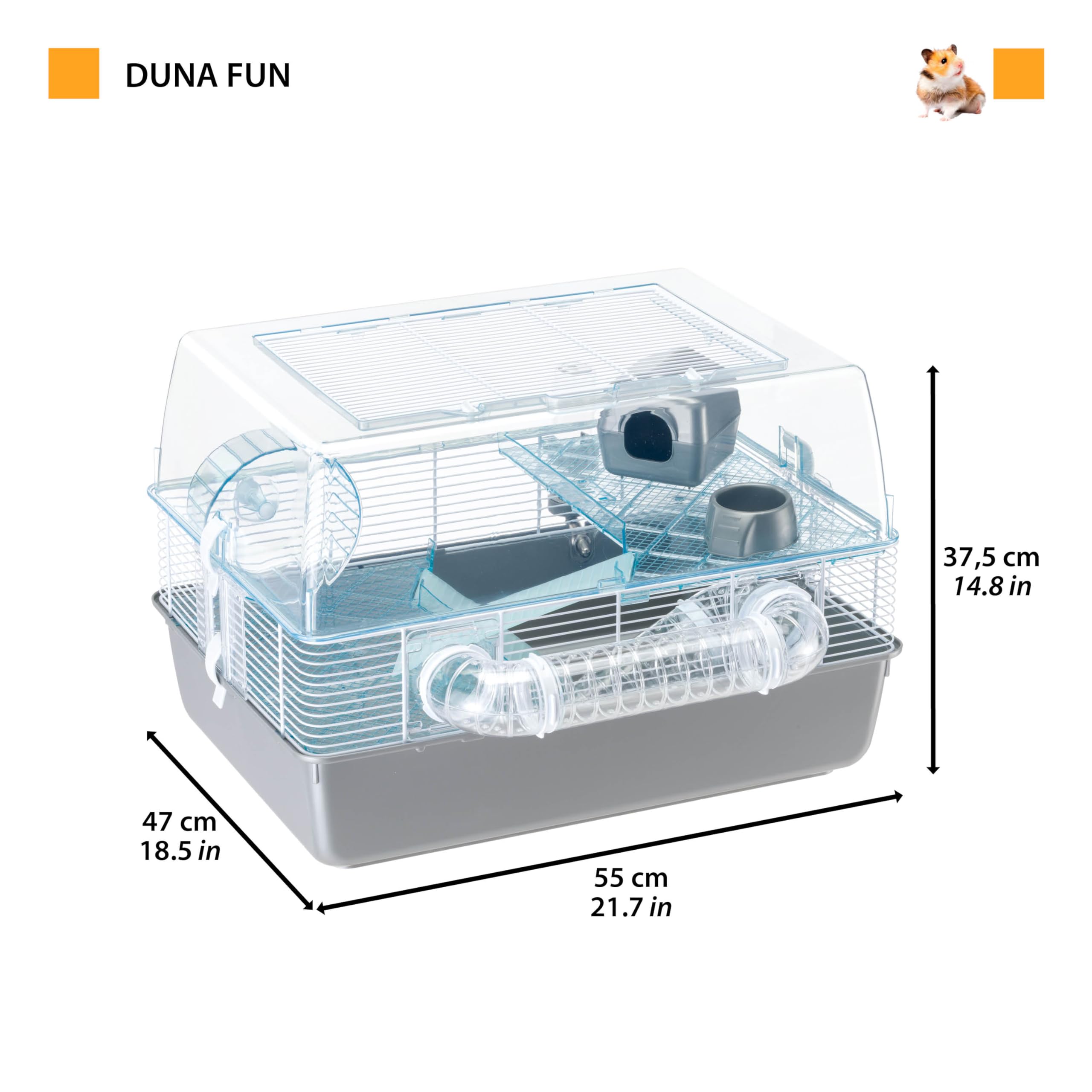 ferplast-duna-fun-cage-pour-hamsters-et-souris-55x47x37-5cm-avec-roue-et-tunnels image 3