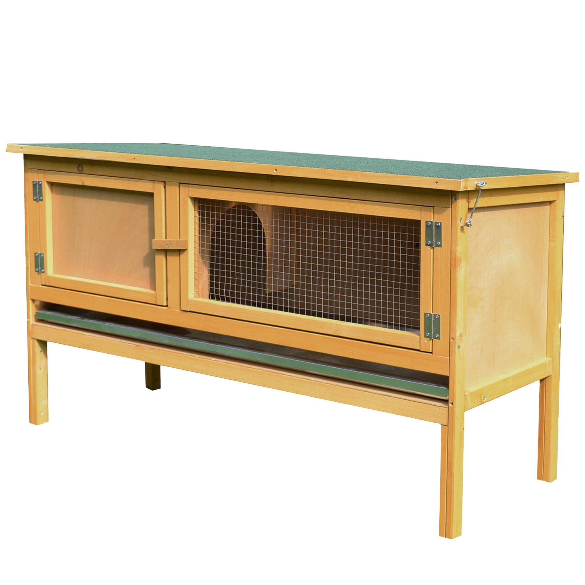 pawhut-clapier-lapin-ext-rieur-2-compartiments-en-sapin-imperm-able image 2