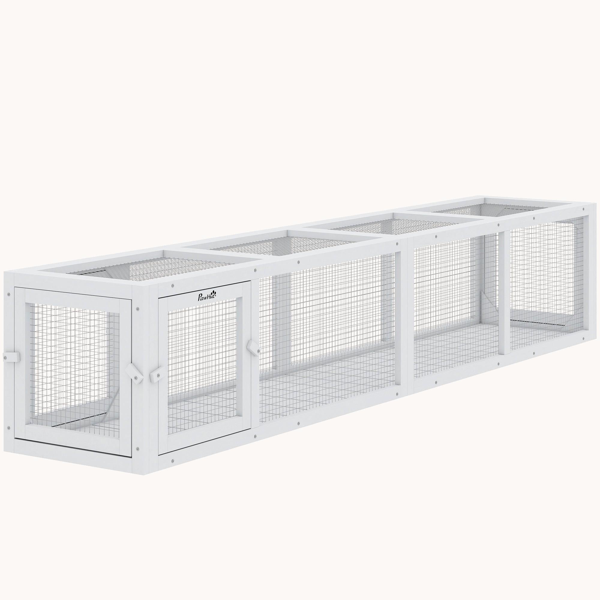 pawhut-tunnel-ext-rieur-extensible-79-en-bois-avec-housse-pour-terrasse-blanc image 1