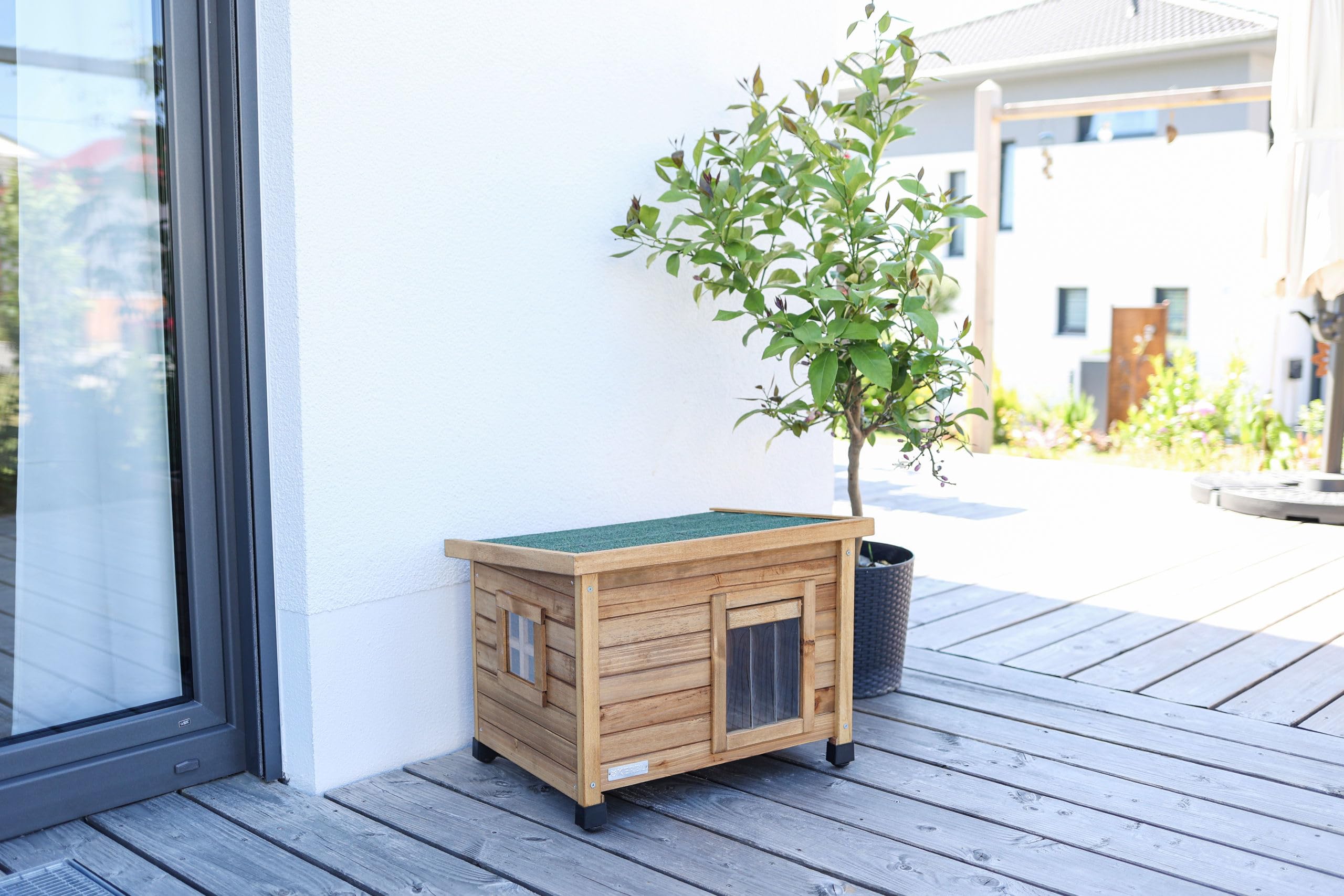 kerbl-rustica-maison-pour-chat-en-bois-57-x-45-x-43-cm-marron-vert image 4