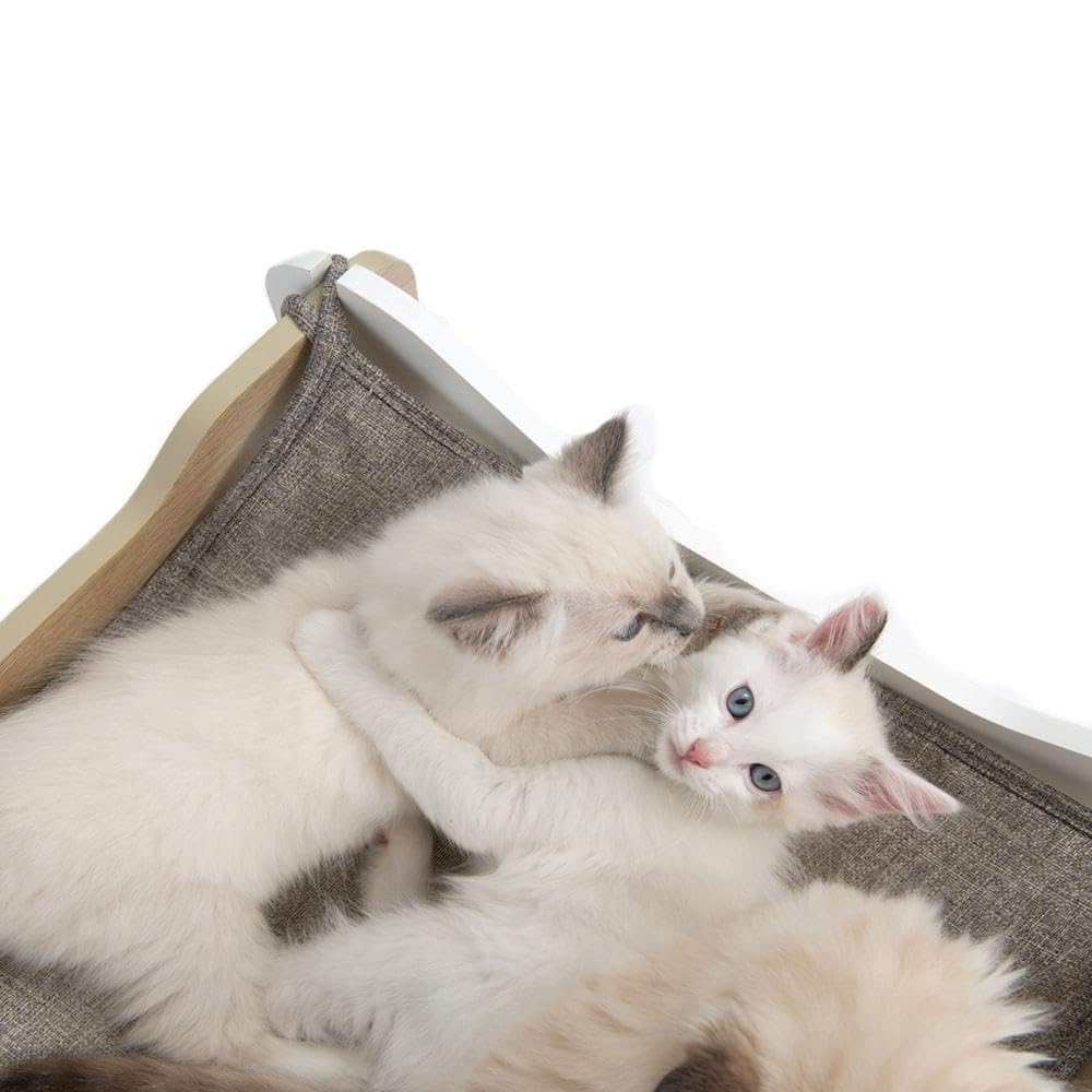 catit-vesper-cabana-meuble-pour-chat-blanc-ch-ne-2-tages-avec-hamac image 4