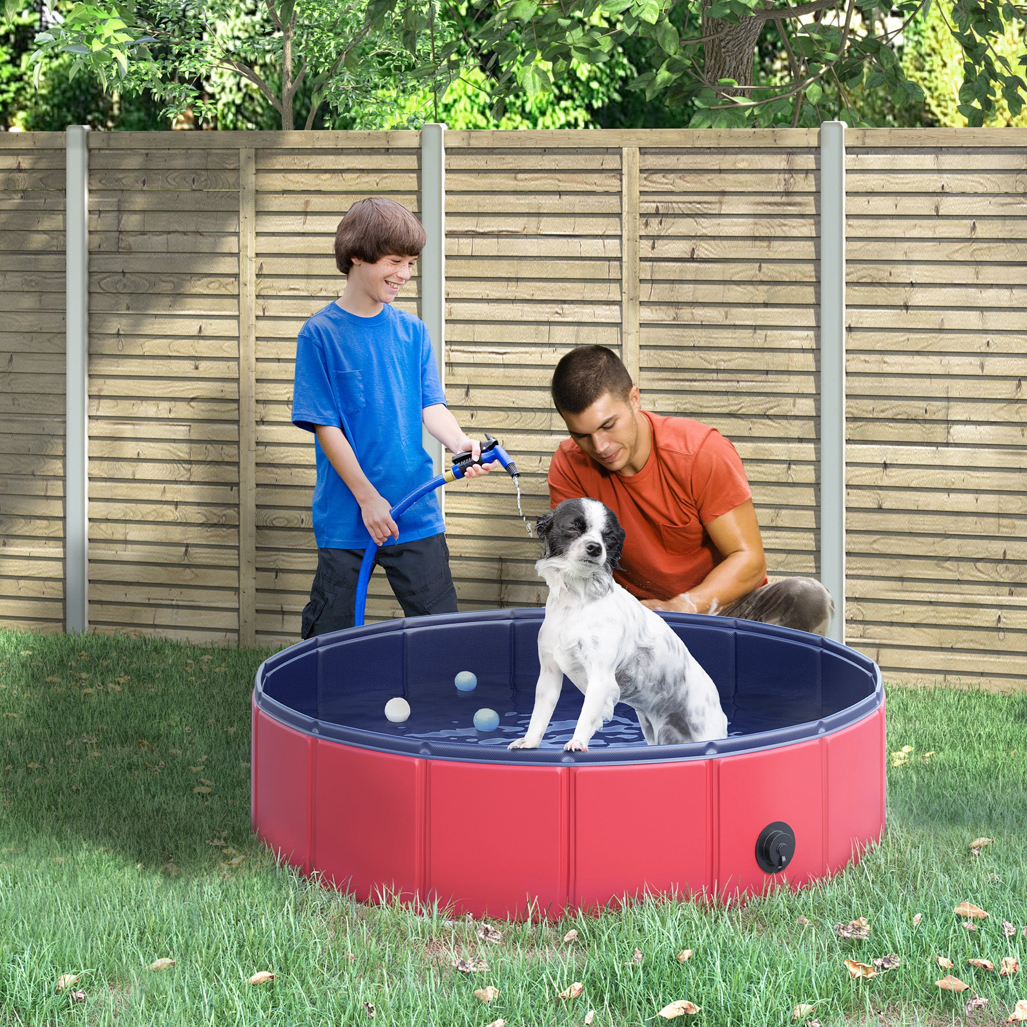 pawhut-piscine-pliante-pour-chien-80-x-20-cm-rouge-avec-fond-antid-rapant image 3