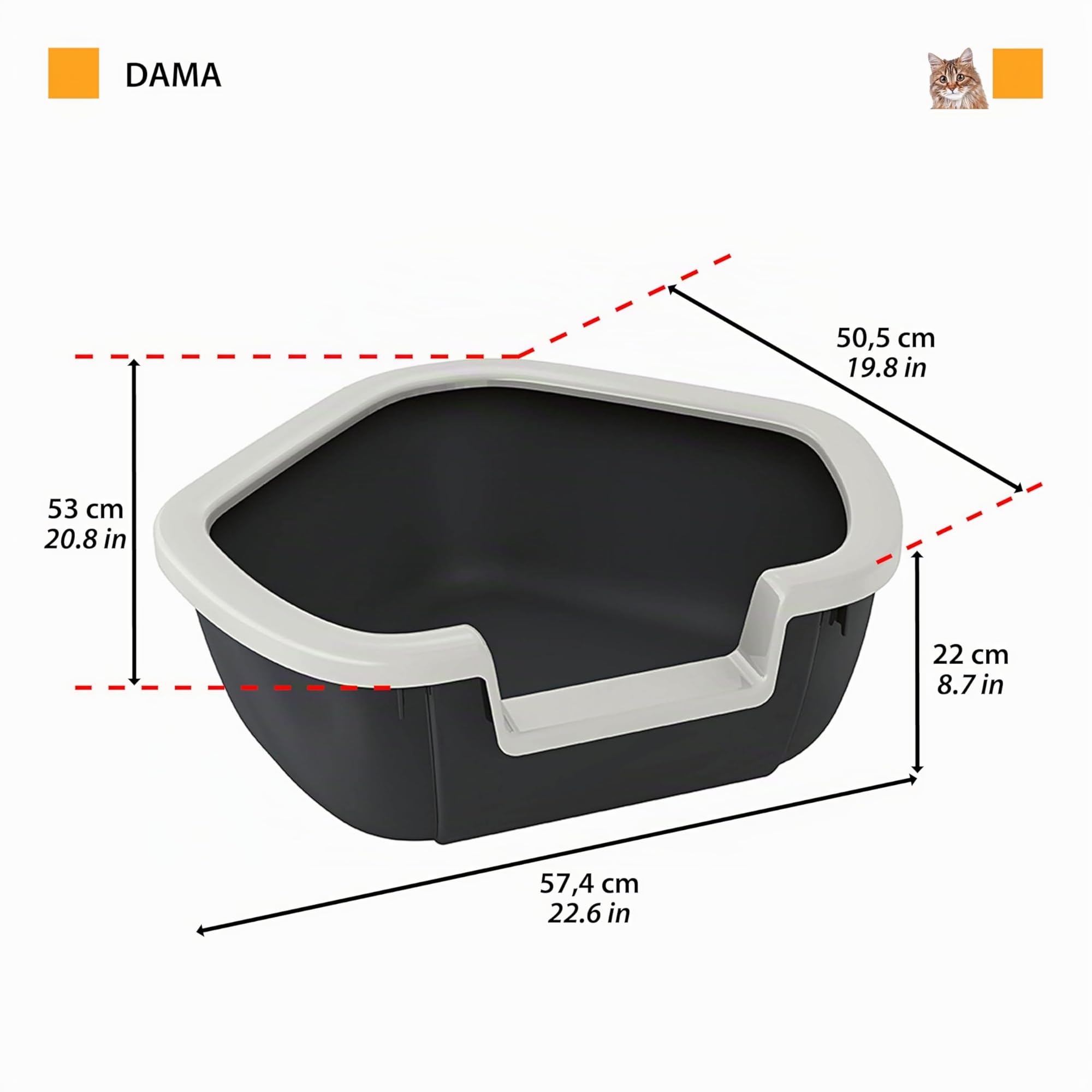 ferplast-dama-bac-liti-re-d-angle-pour-chat-57-5-x-51-5-x-h-22-cm-noir image 3