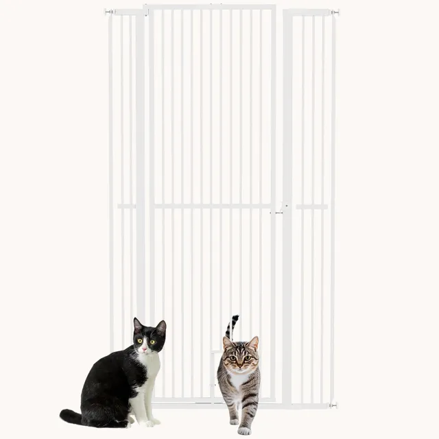 pawhut-barri-re-extra-haute-67-avec-chati-re-pour-chien-et-chat-porte-et-couloir image 1