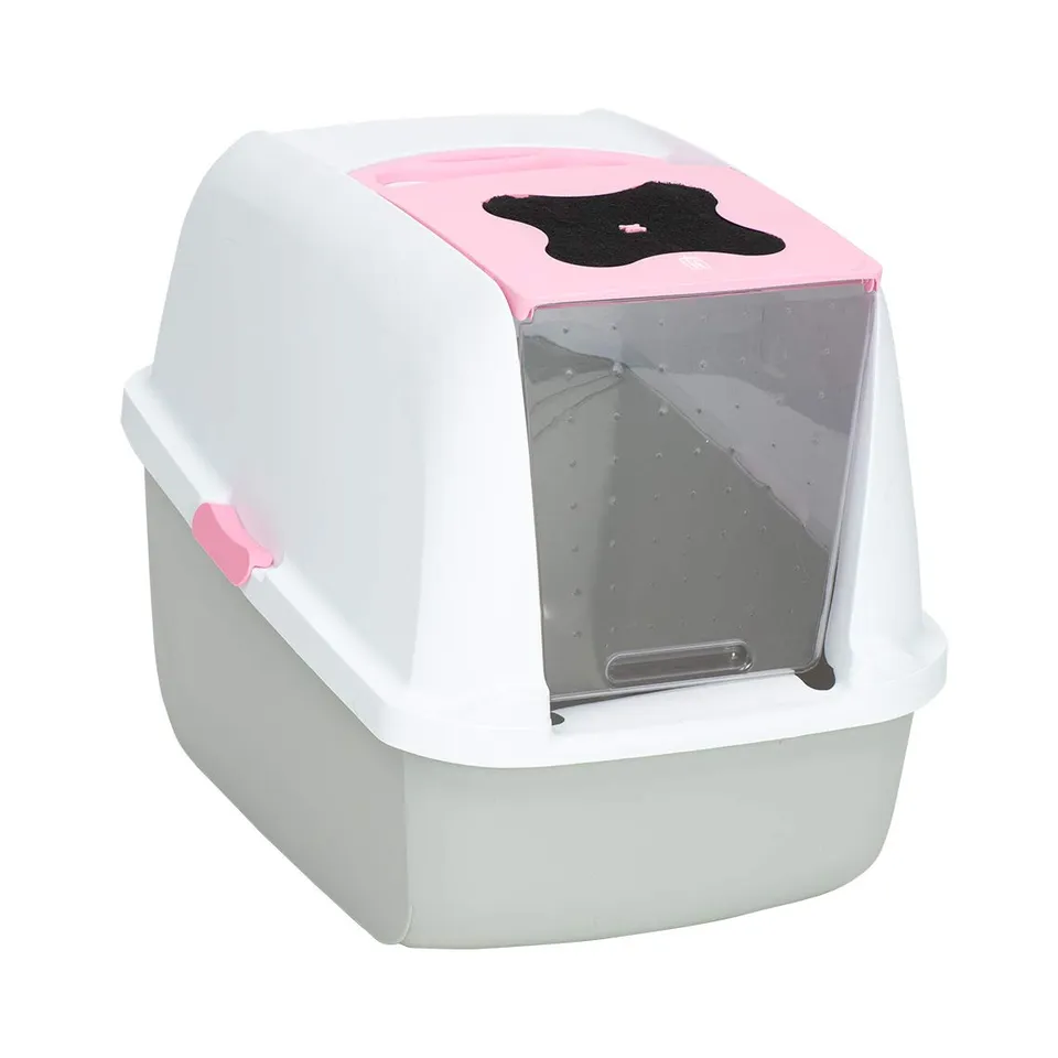 catit-maison-de-toilette-couverte-rose-57-x-46-5-x-39-cm-avec-filtre-charbon image 1