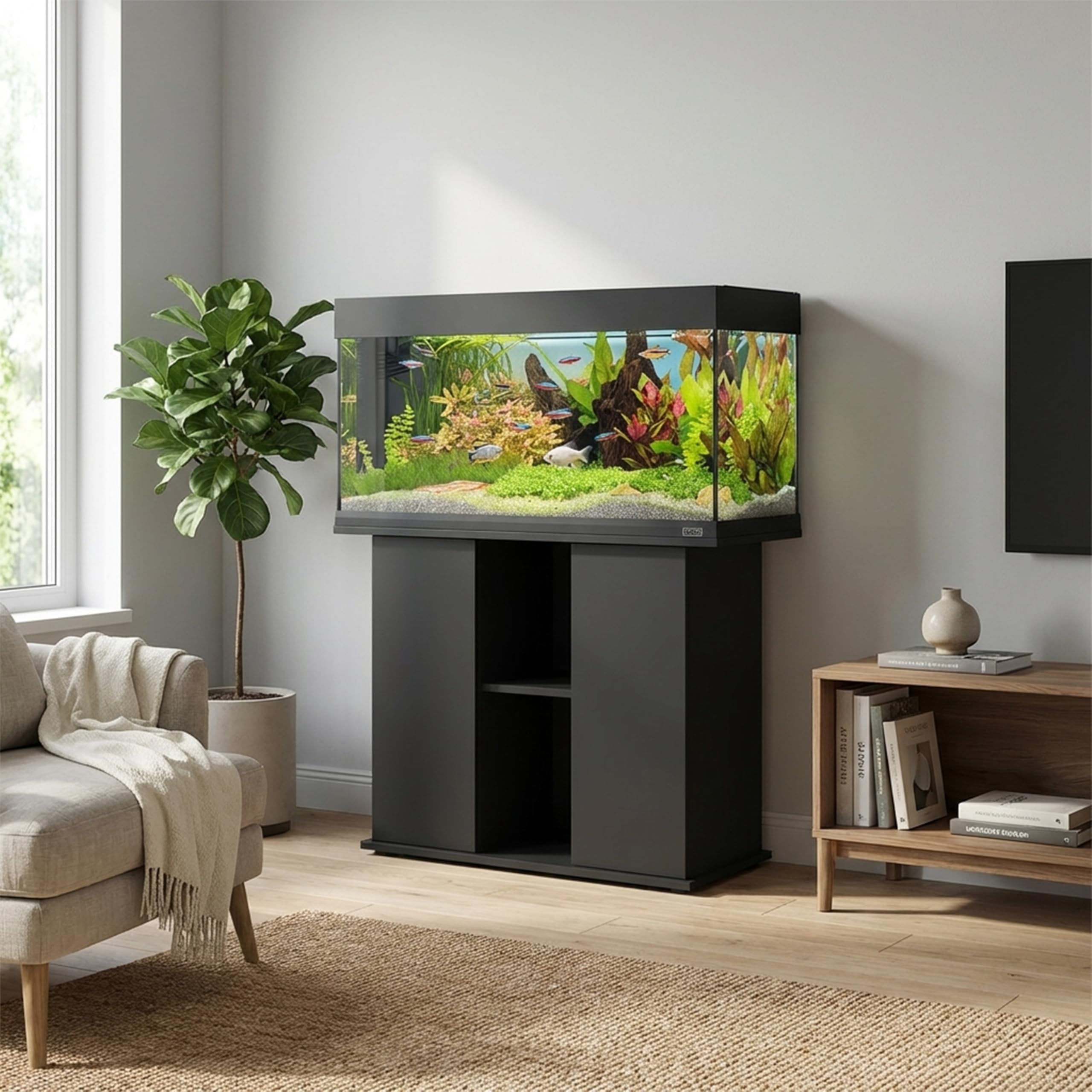 ferplast-stand-dubai-100-meuble-pour-aquarium-101-x-41-x-h-73-cm-noir image 2