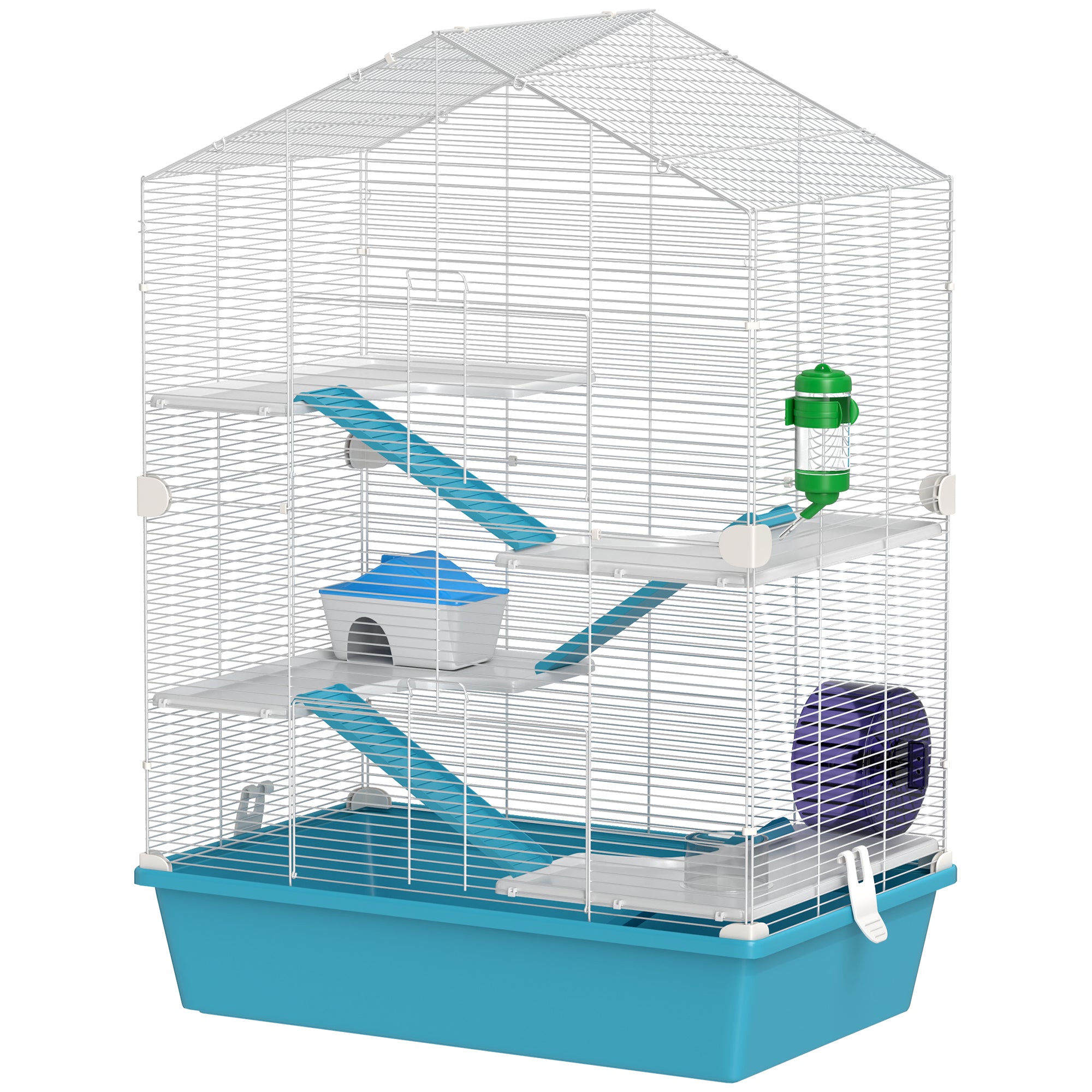 pawhut-cage-pour-hamster-5-niveaux-avec-plateformes-rampes-et-roue-d-exercice-bl image 2