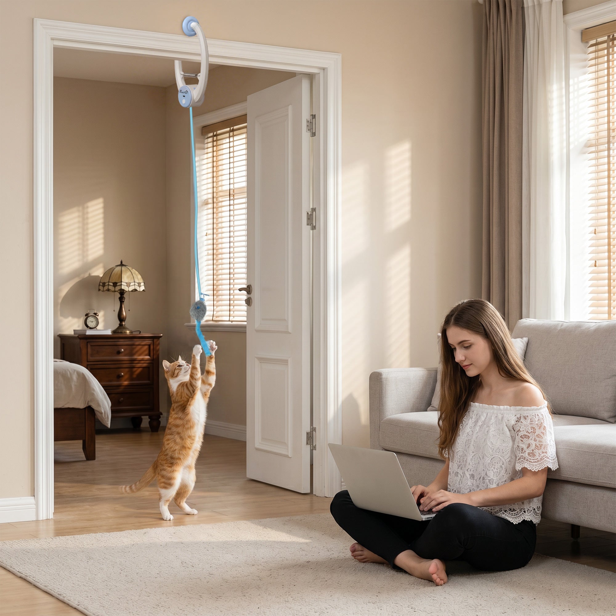 pawhut-jouet-chat-automatique-souris-rebondissante-suspendre-usb-rechargeable image 3