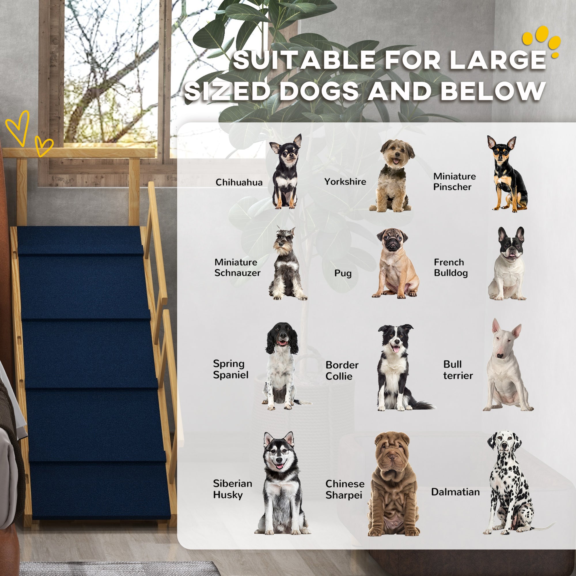 pawhut-rampe-pliable-pour-chien-en-bois-naturel-4-hauteurs-r-glables-tapis-antid image 7