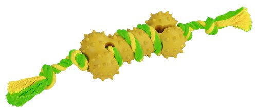 kerbl-jouet-pour-chien-os-caoutchouc-et-coton-vert-jaune-30-cm image 2