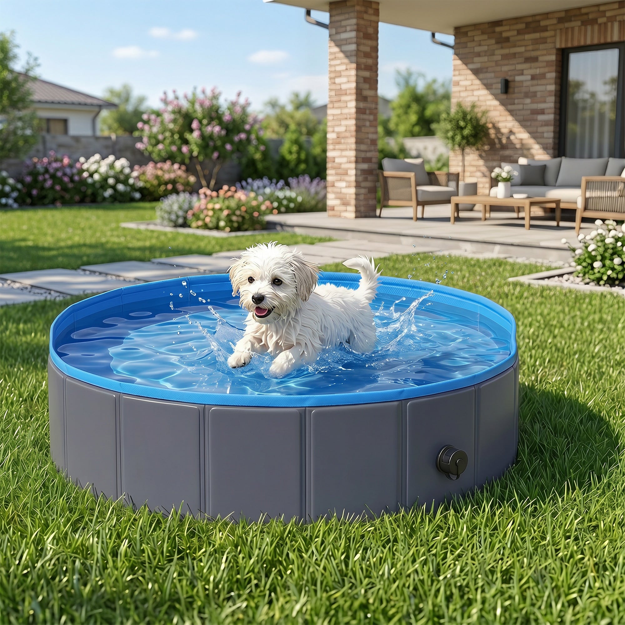 pawhut-piscine-chien-pliable-80-x-20-cm-fond-antid-rapant-bleu-et-gris-fonc image 4