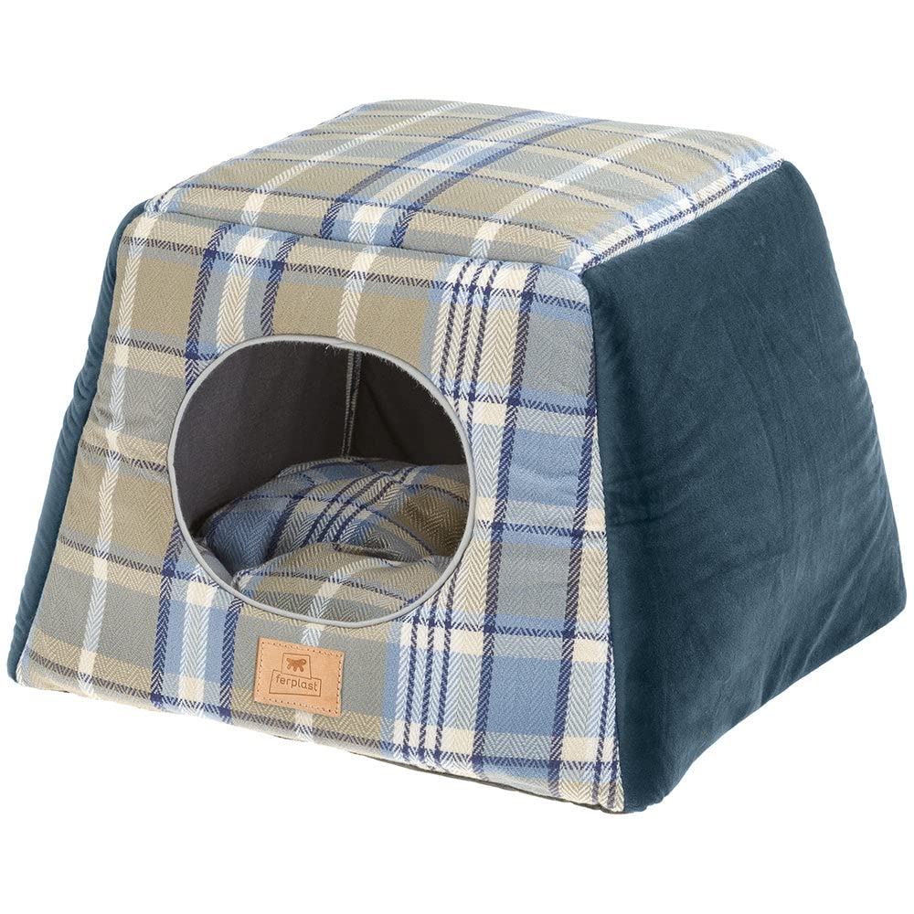 ferplast-edinburgh-maisonnette-lit-pour-chat-bleu-cossais-44-x-44-x-33-cm image 1
