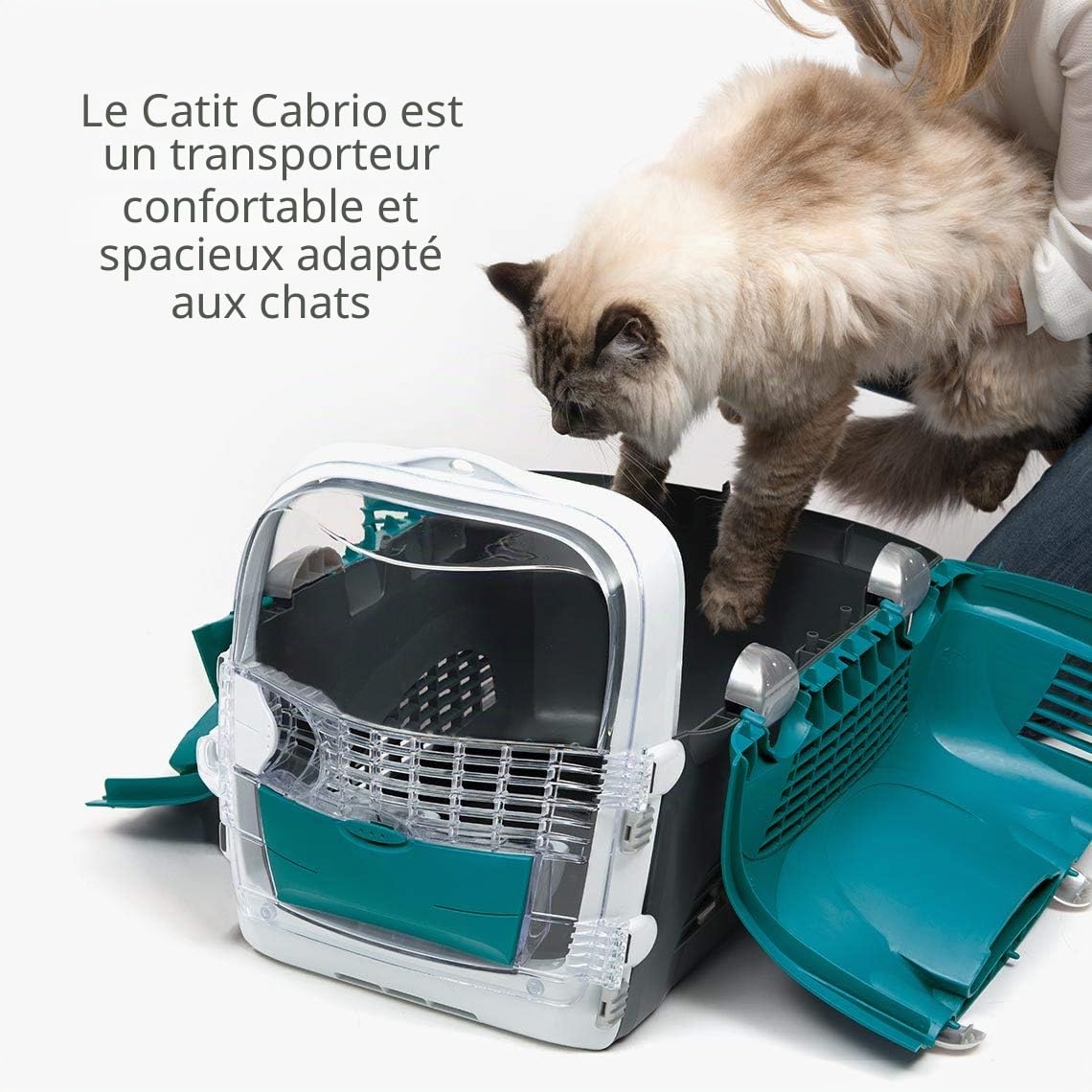 catit-design-cabrio-cage-de-transport-chat-turquoise-multifonction image 2