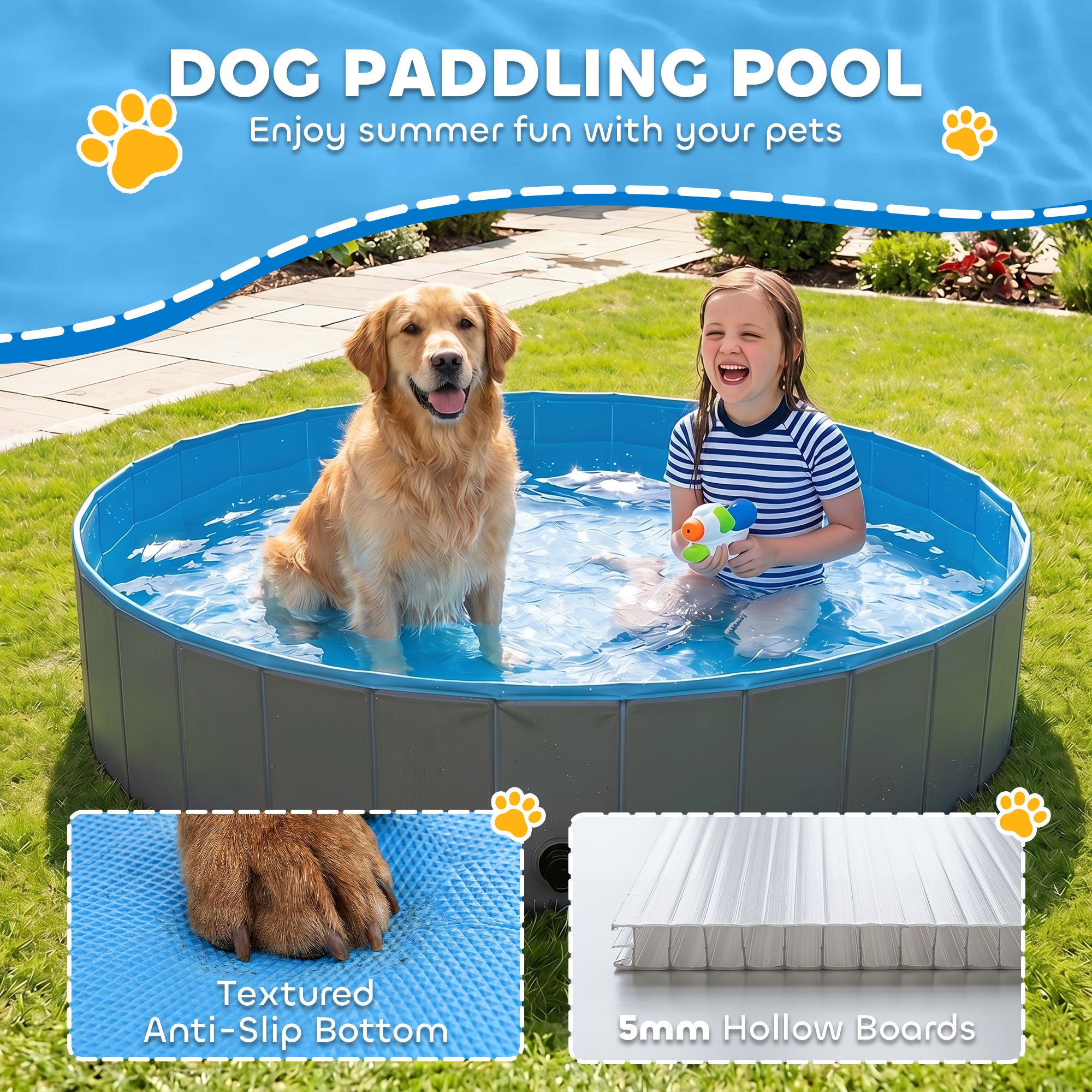 pawhut-piscine-pour-chien-pliable-pvc-140-x-30-cm-fond-antid-rapant-avec-vidange image 6