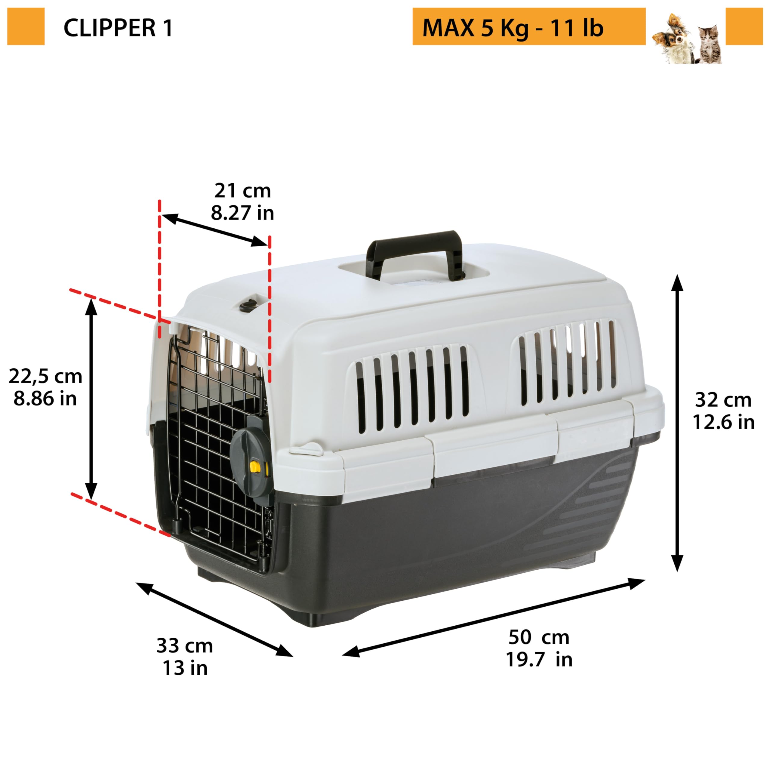 ferplast-clipper-1-caisse-de-transport-chat-et-petit-chien-50-x-33-x-32-cm-iata- image 3