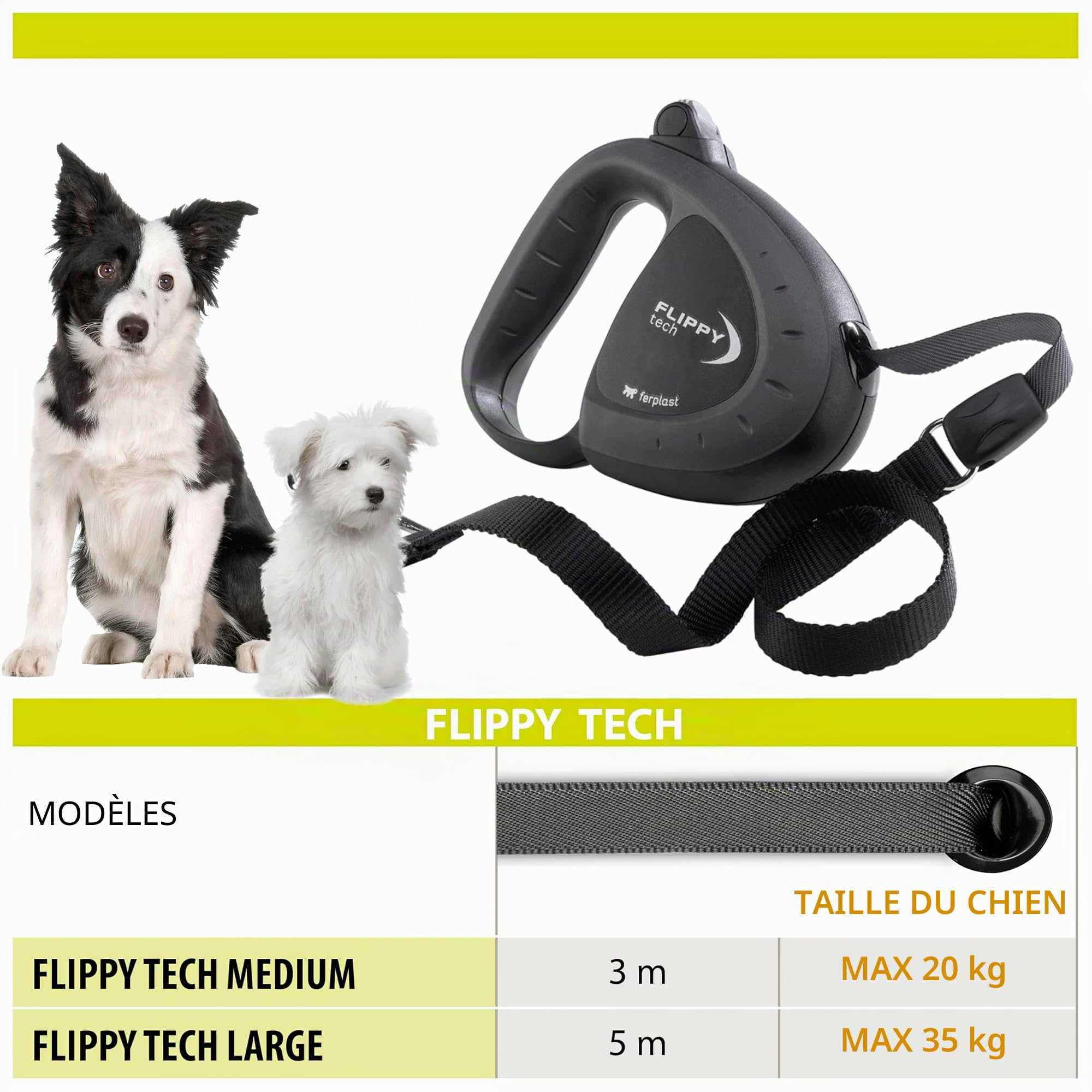 ferplast-flippy-tech-laisse-enrouleur-chien-moyen-jusqu-25-kg-sangle-3-m-violet image 6