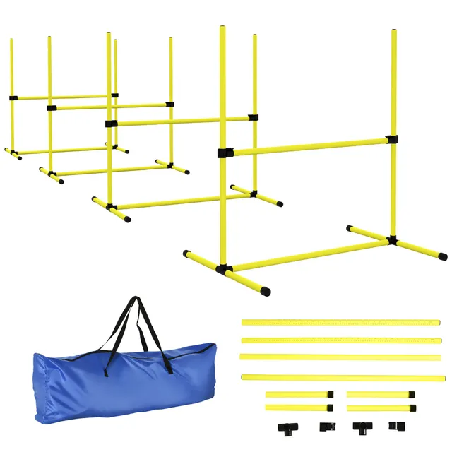 pawhut-kit-agility-chien-6-pi-ces-haies-r-glables-jaune image 1