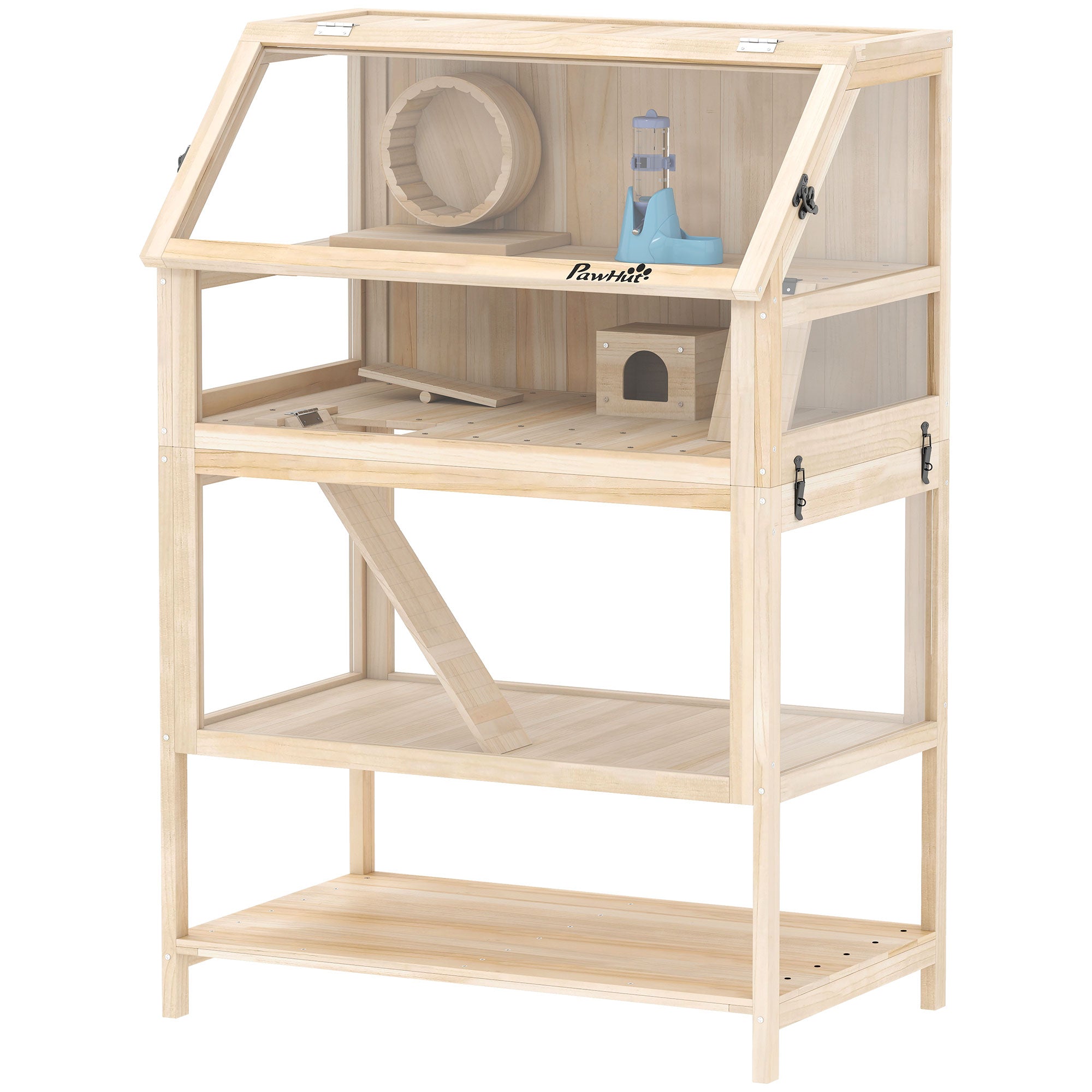 pawhut-cage-hamster-3-niveaux-avec-roue-et-maison-80-cm image 2