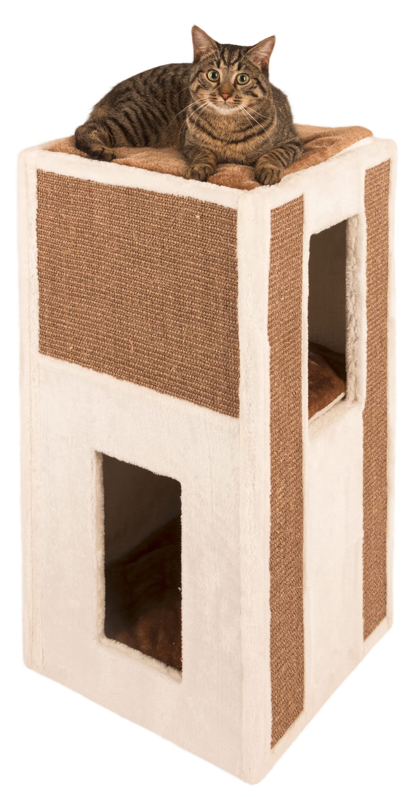 kerbl-galina-tunnel-griffoir-chat-blanc-marron-40-x-40-x-78-cm image 4