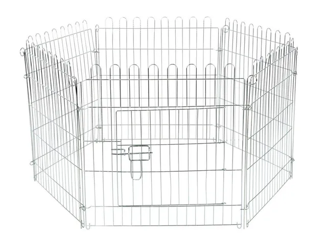 kerbl-pet-enclos-ext-rieur-galvanis-6-grilles-56-5-x-56-5-cm-avec-porte image 1