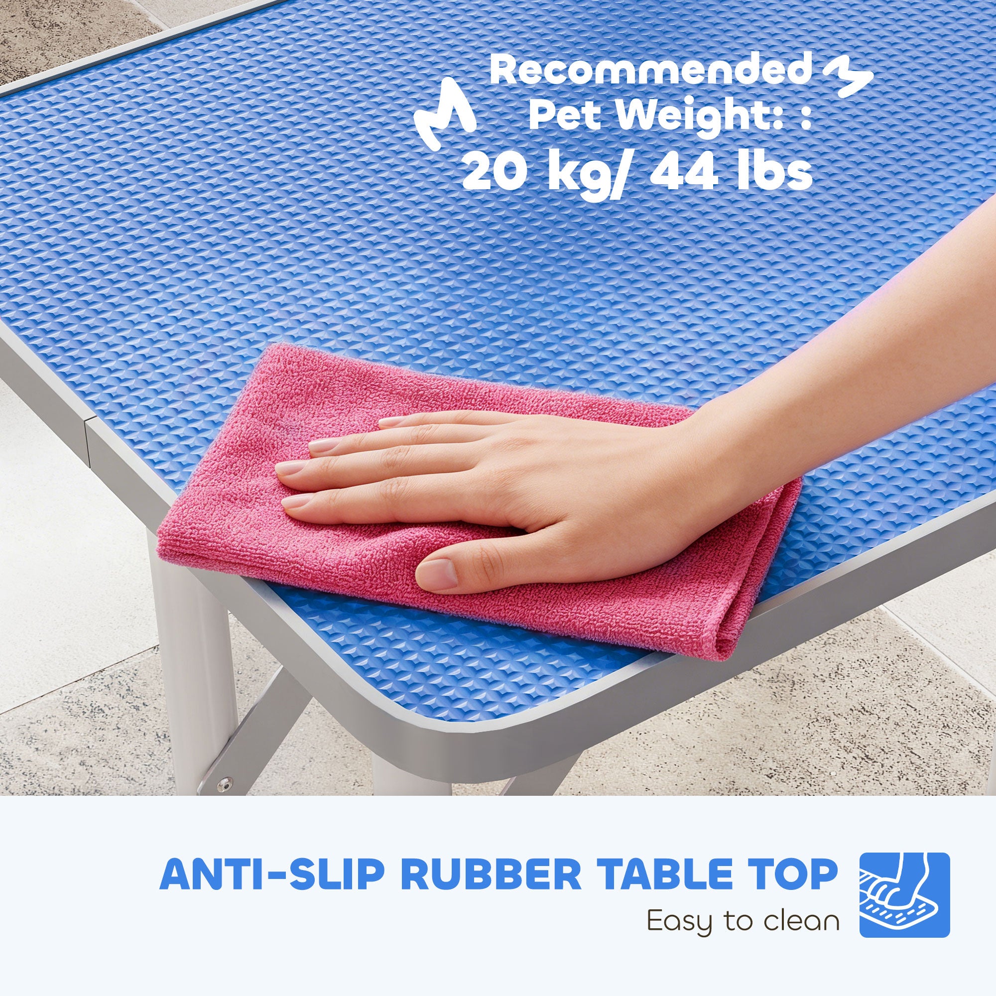 pawhut-table-de-toilettage-chien-pliable-81-cm-avec-bras-r-glable-20-60-cm-bleue image 8