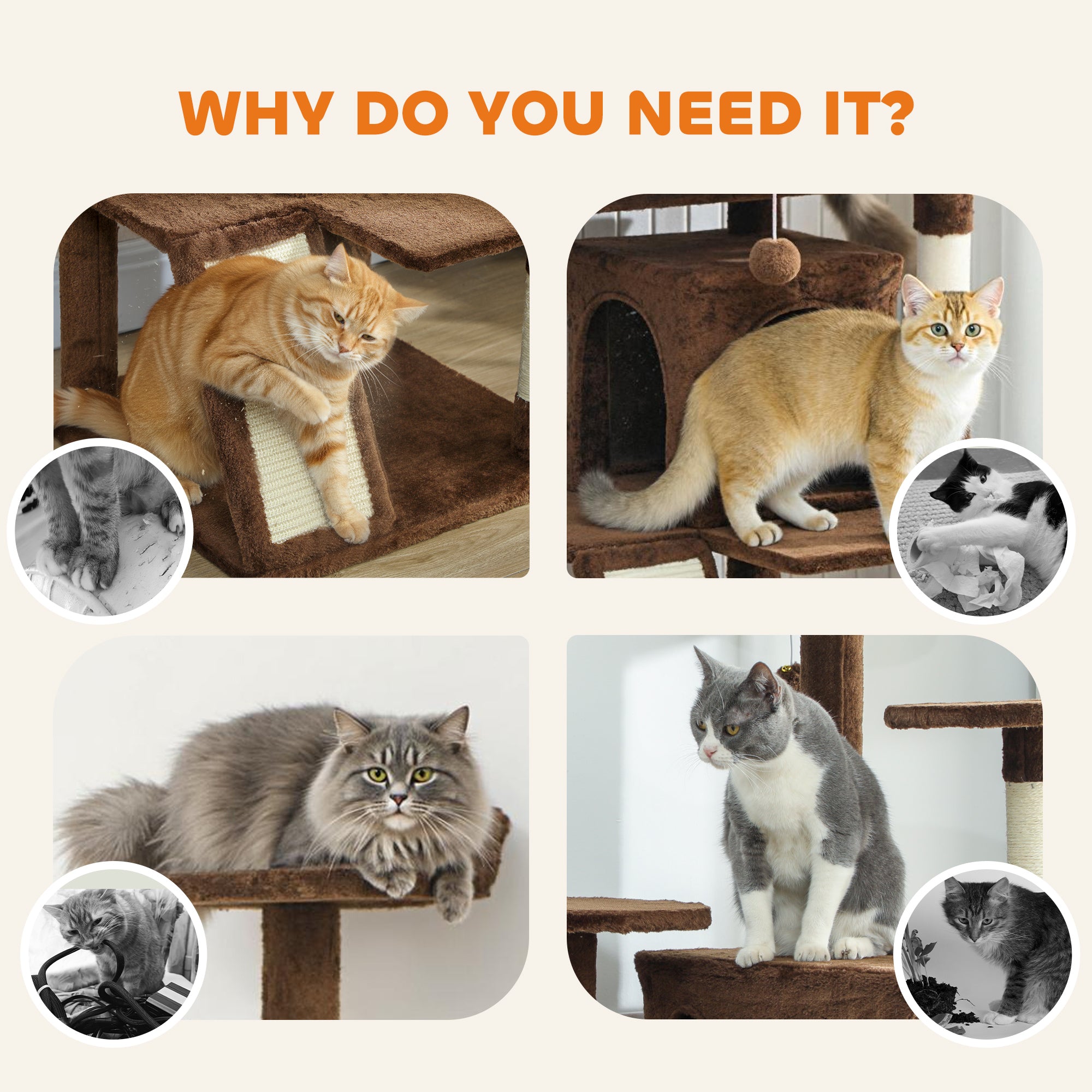 pawhut-arbre-chat-63-avec-condos-lit-rampe-et-griffoirs-marron-clair image 8