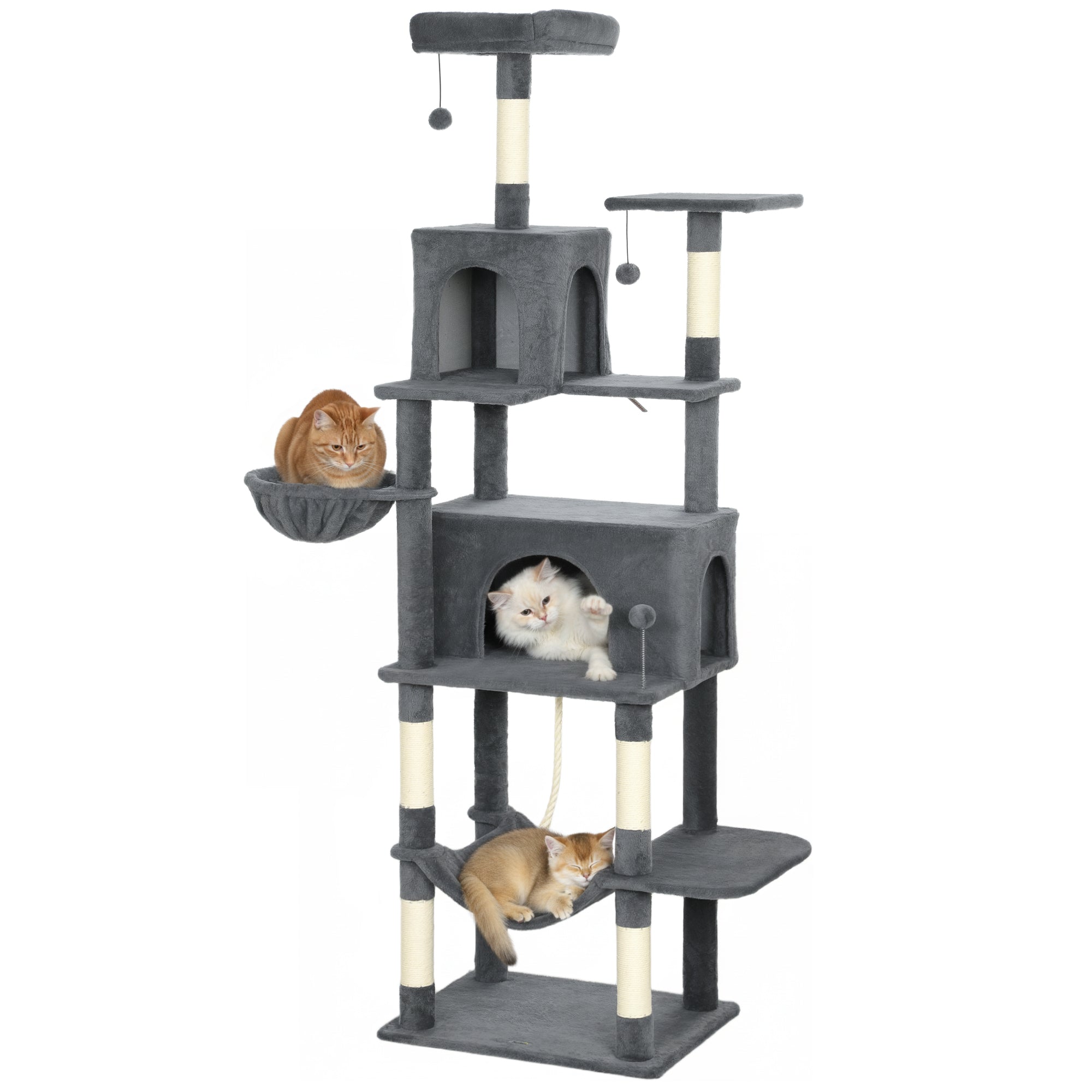 pawhut-arbre-chat-g-ant-202-cm-multi-niveaux-6-griffoirs-2-niches-2-perchoirs-2- image 1