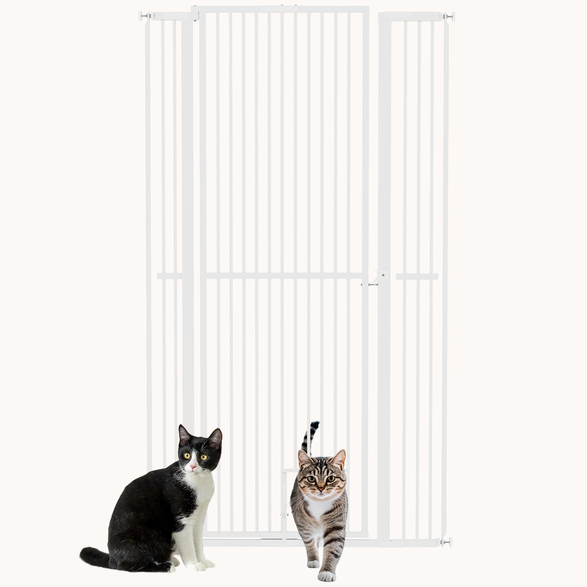 pawhut-barri-re-extra-haute-67-avec-chati-re-pour-chien-et-chat-porte-et-couloir image 1