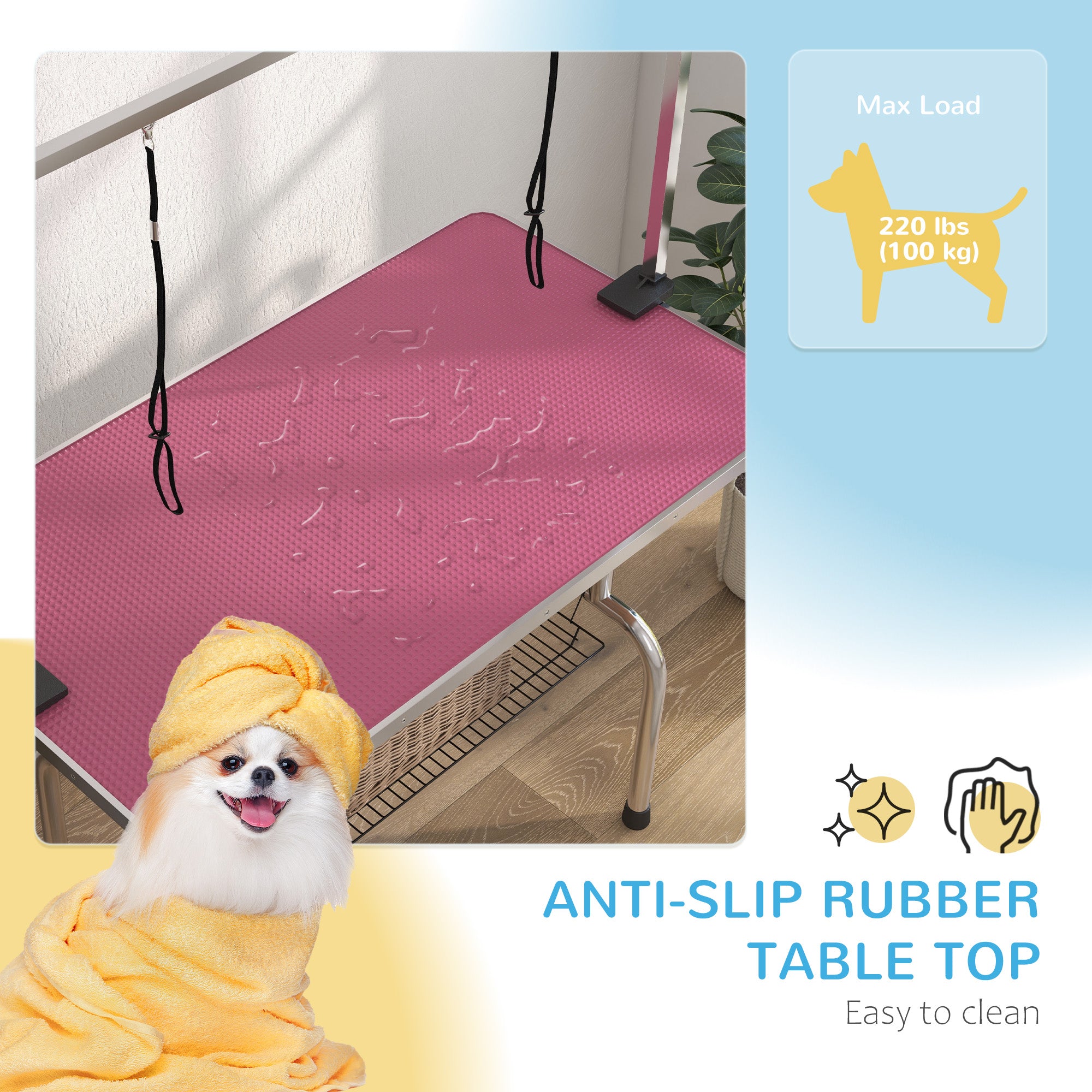 pawhut-table-de-toilettage-pliable-pour-chien-109-cm-bras-r-glable-20-81-cm-2-sa image 7